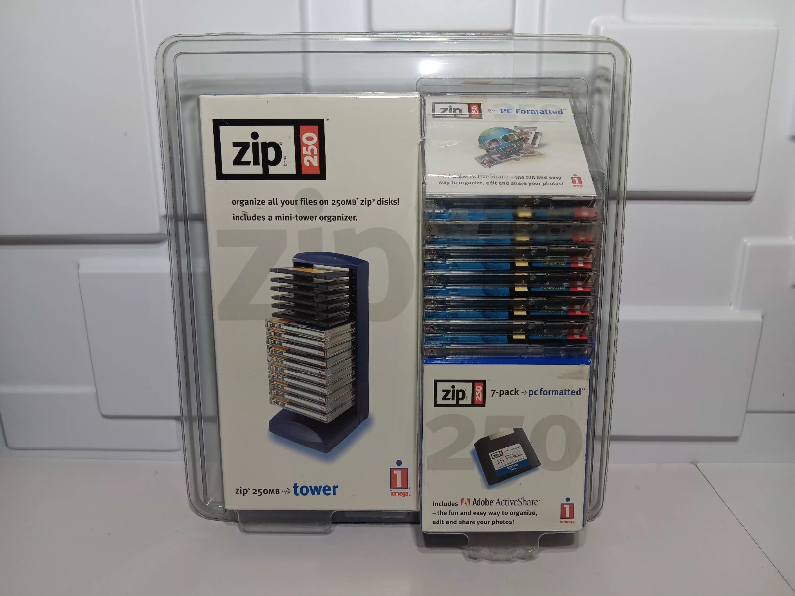 Iomega Zip 250MB Tower & Disks RARE NEW SEALED 