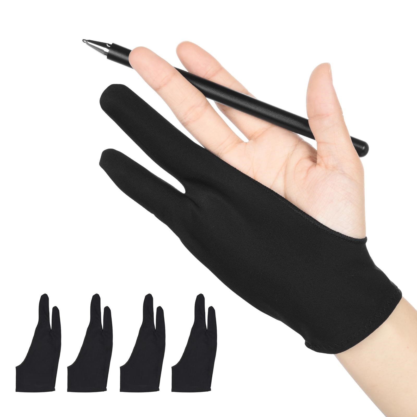 4× Two Finger Anti-fouling Glove Drawing Pen Graphic Tablet Pad Pen Gloves L/R