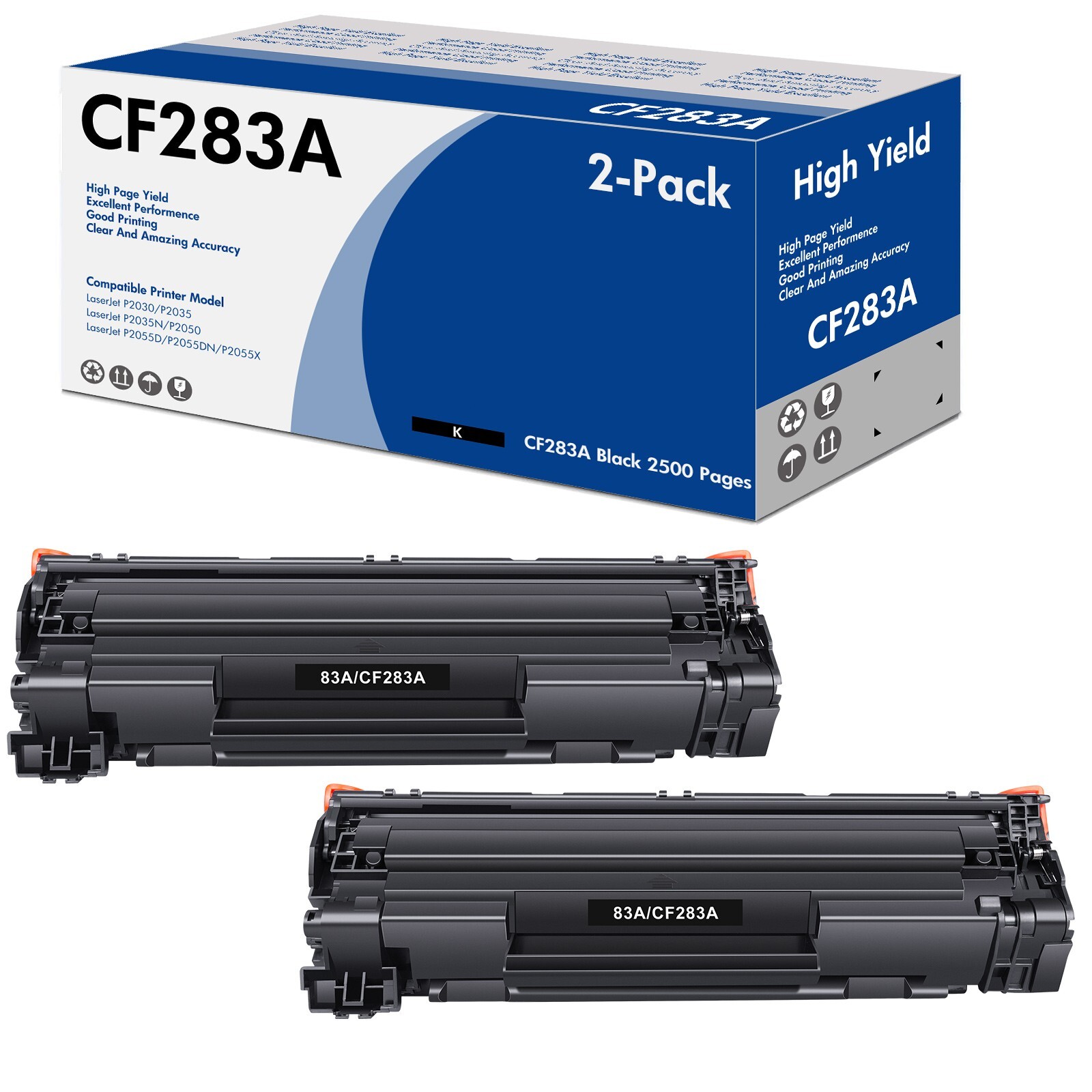 2x CF283A 83A Black Toner Cartridge for HP LaserJet Pro MFP M127fn M125nw