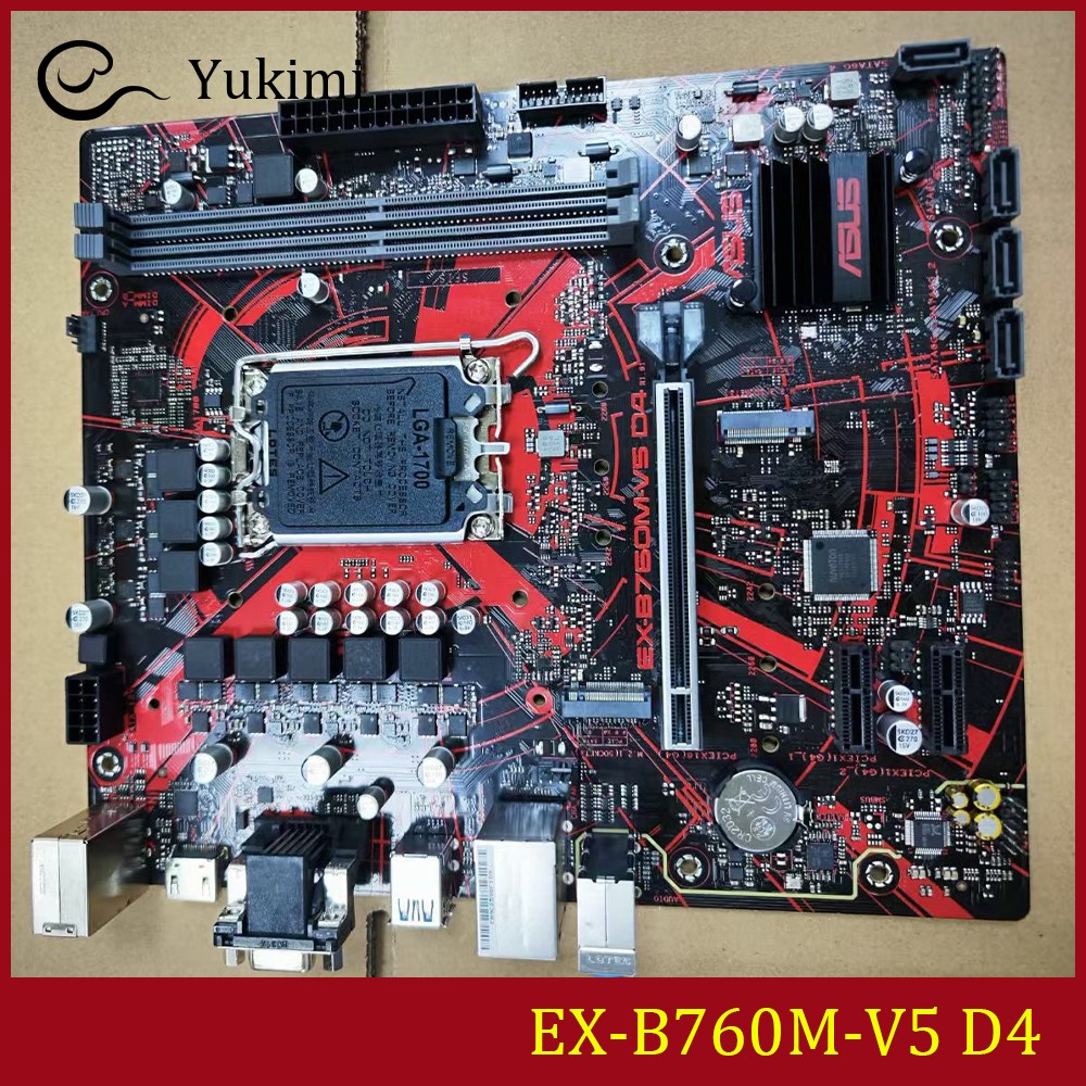 FOR ASUS EX-B760M-V5 D4 DDR4*2 LGA1700 64GB HDMI VGA mATX Ｍotherboard Test OK