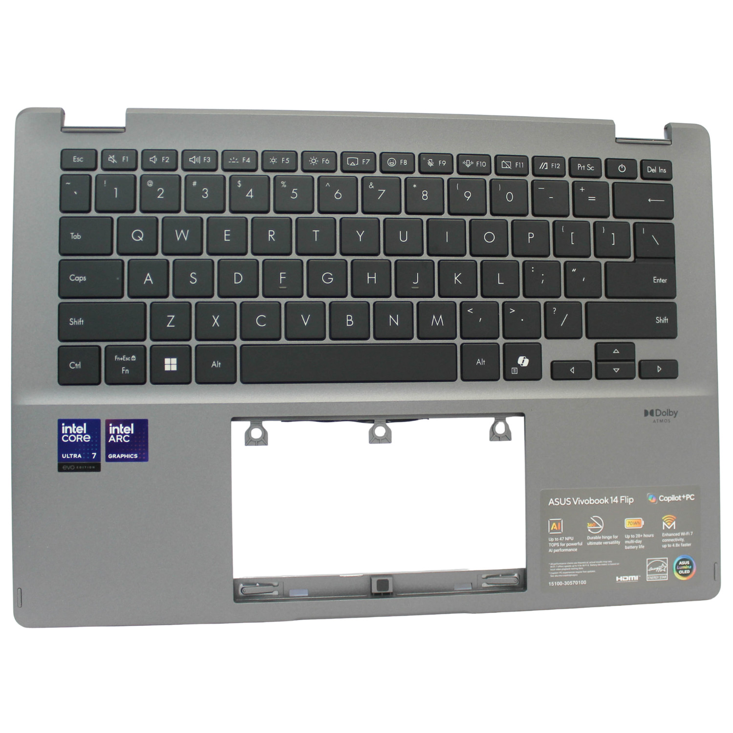 90NB14Y1-R31US0 ASUS VivoBook 14 Flip TP3407SA-DS74T Palmrest w/ KB US Grade A