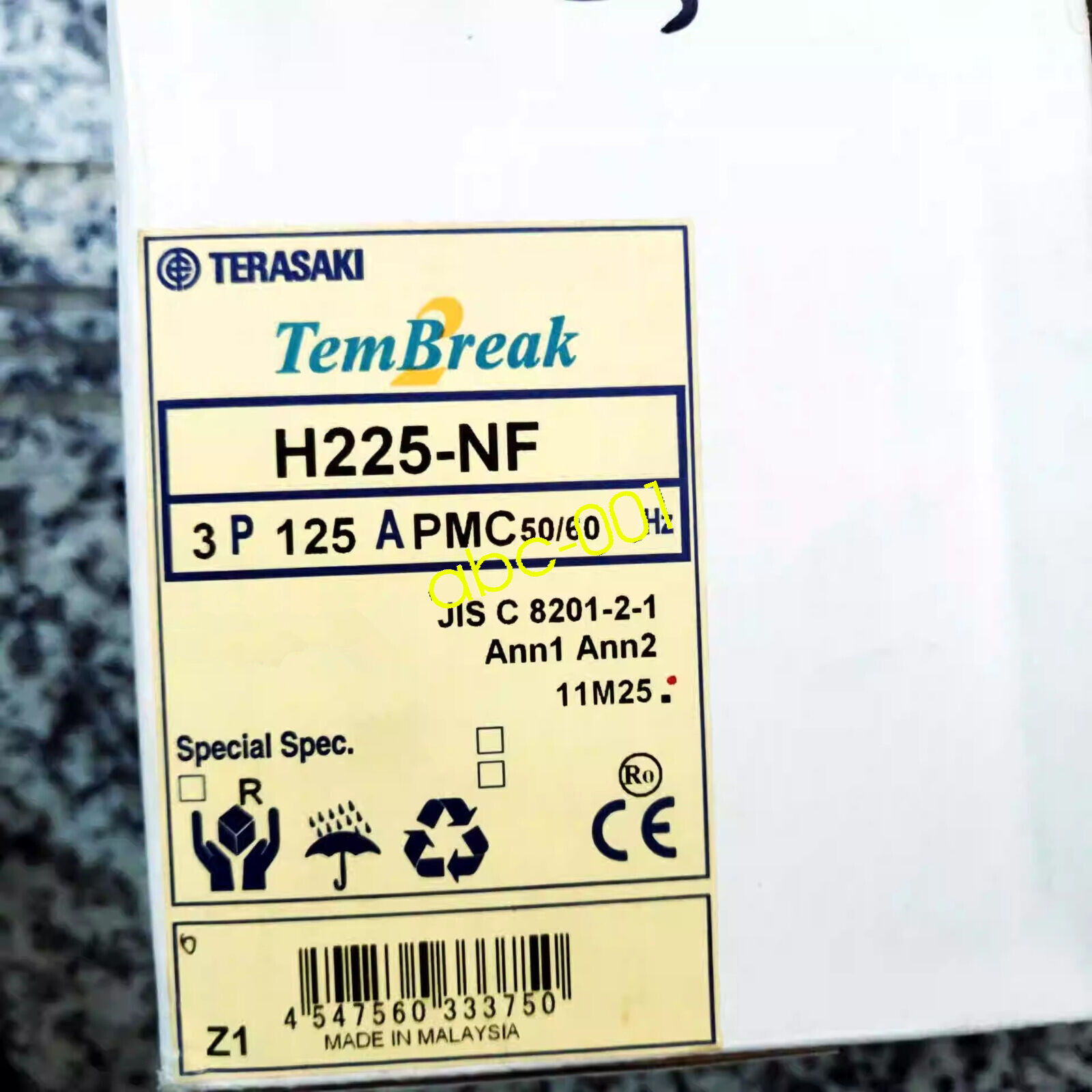 1pcs TERASAKI Circuit Breaker H225-NF 3P 125A