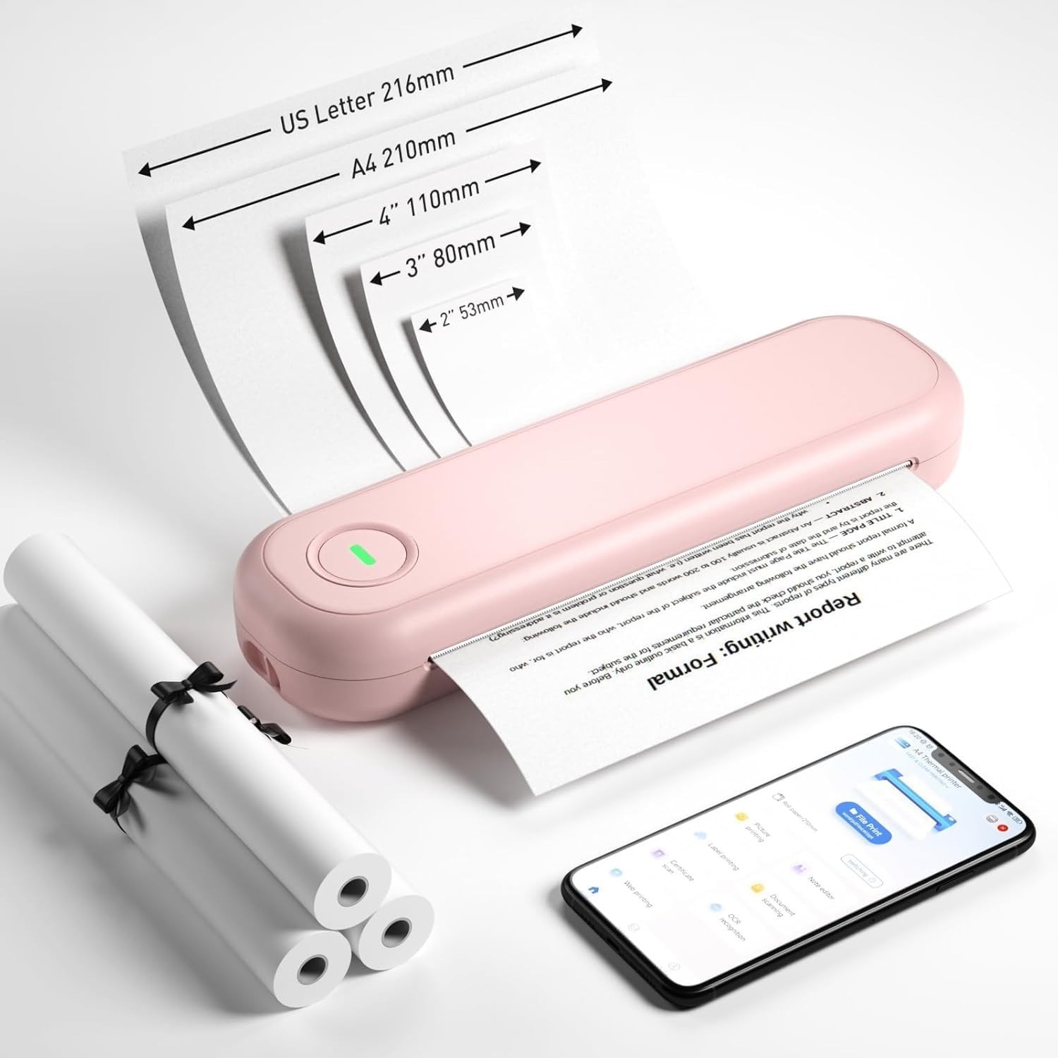 Bisofice A4 Portable Thermal Printer Wireless & USB Connect with Mobile Computer