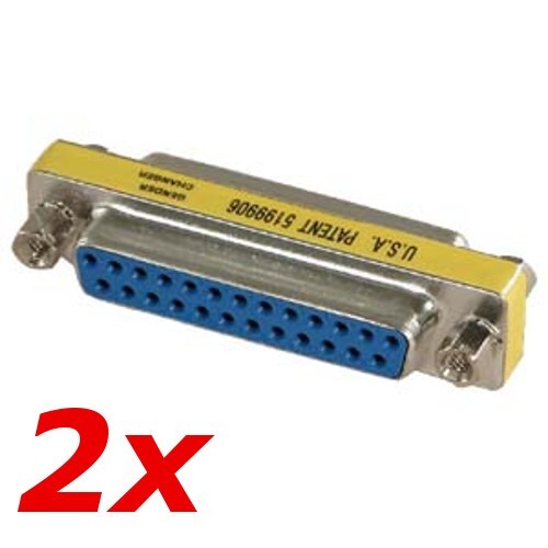2 Pack DB25 25-Pin Serial D-SUB Female to Female Gender Changer Coupler Adapter