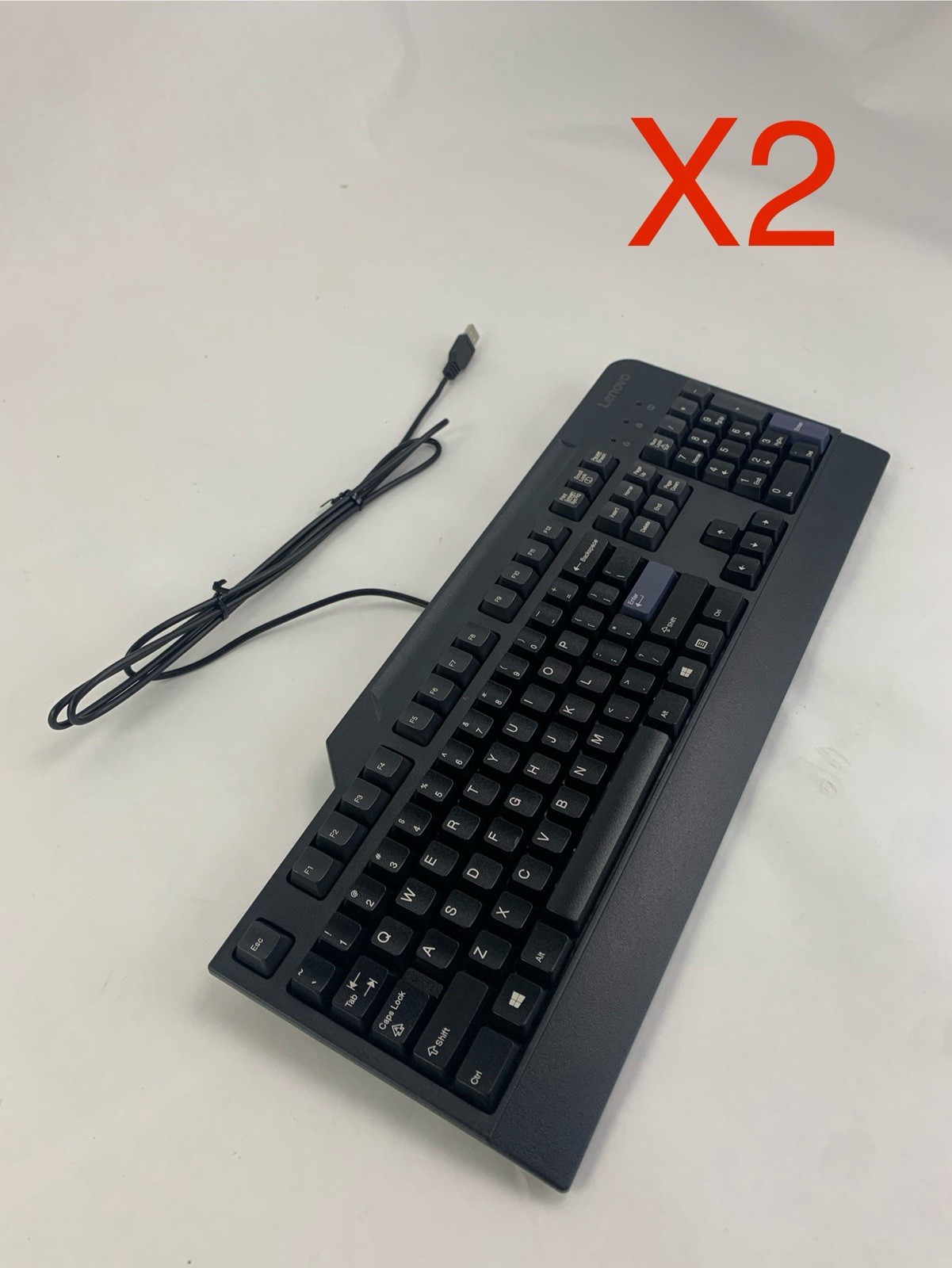 Lenovo KB1021 Wired USB Keyboard Black Full Size OEM PC - Untested - Lot of 2