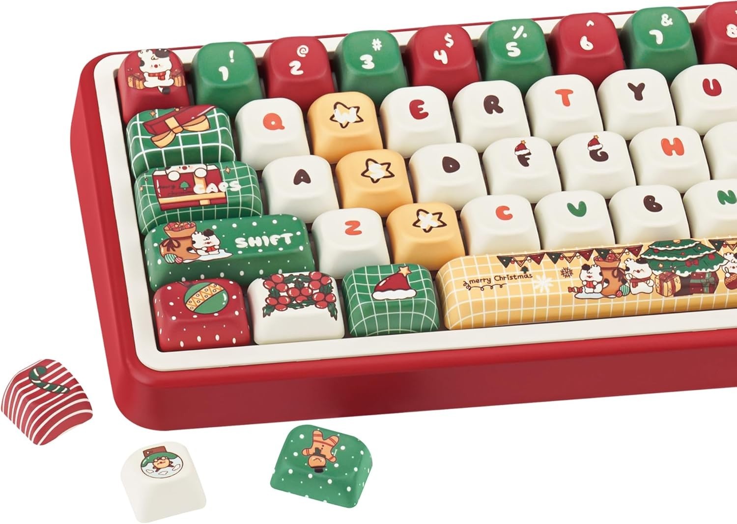 Timseker Christmas-Themed FOA Profile PBT Dye-Sublimated 130 Keycap Set