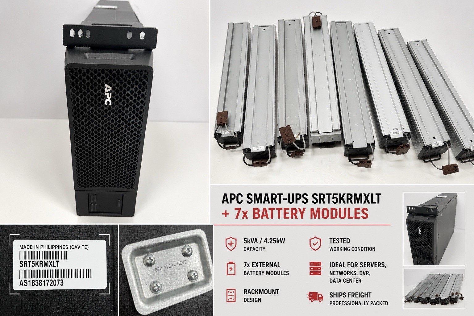 APC Smart-UPS SRT5KRMXLT 5000VA Rack UPS + 7 External Battery Packs Enterprise