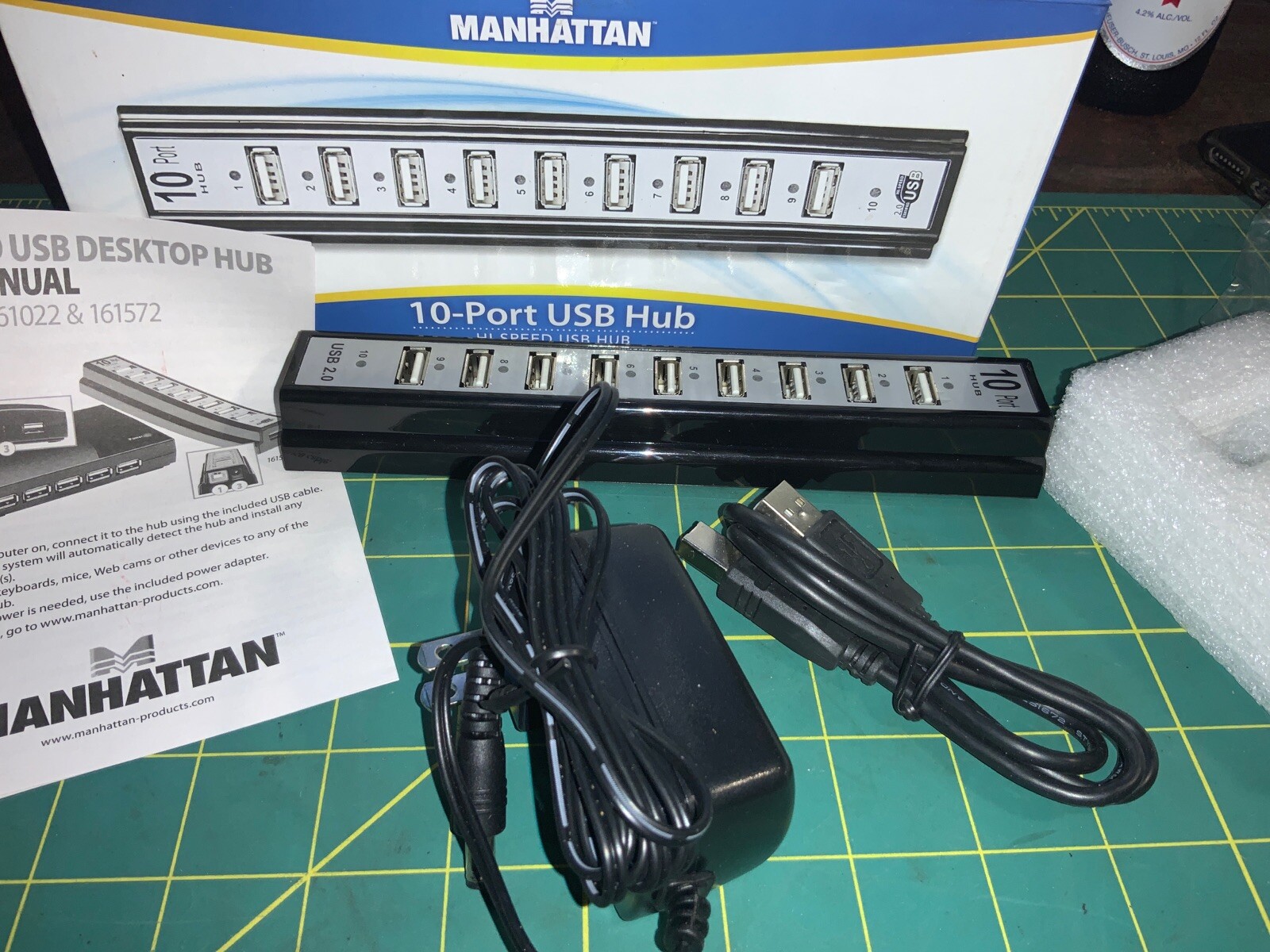 Manhattan 10 Port Us8b Hub  Hi Speed  With Power Supply