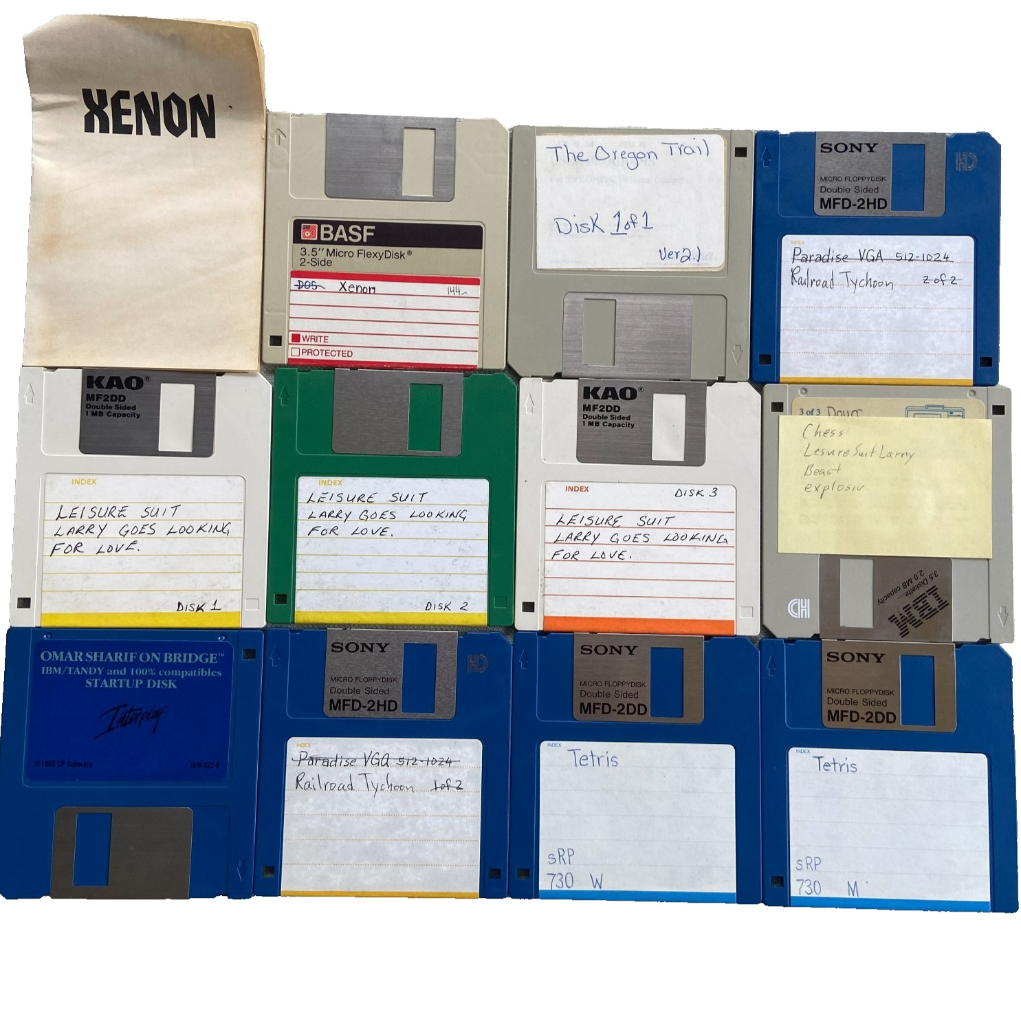 Video Game Lot 3.5” Floppy Xenon Oregon Trail Railroad Tycoon Leisure Suit Larry