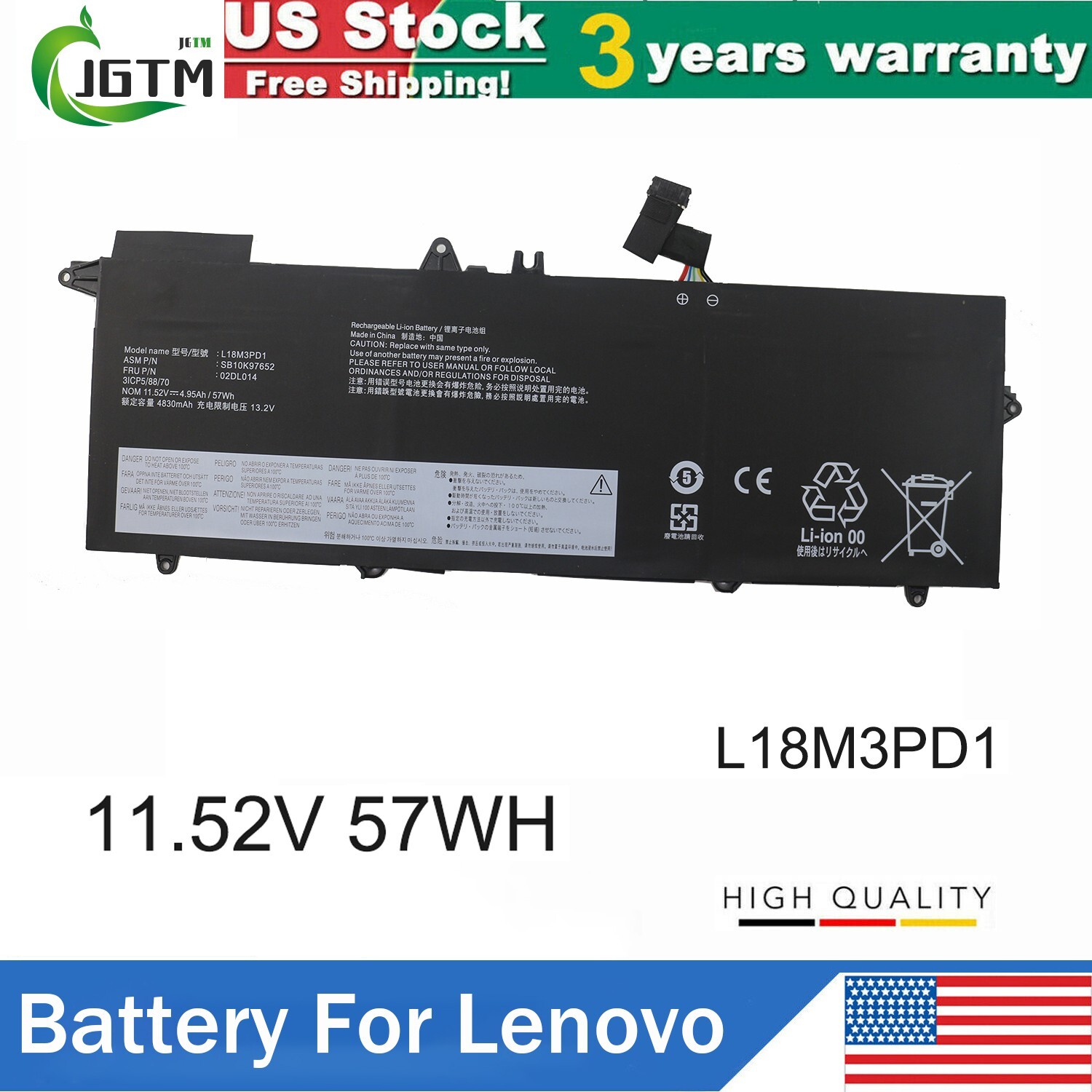 L18M3PD1 Battery For Lenovo ThinkPad T490s T495s T14s Series L18C3PD1 L18L3PD1