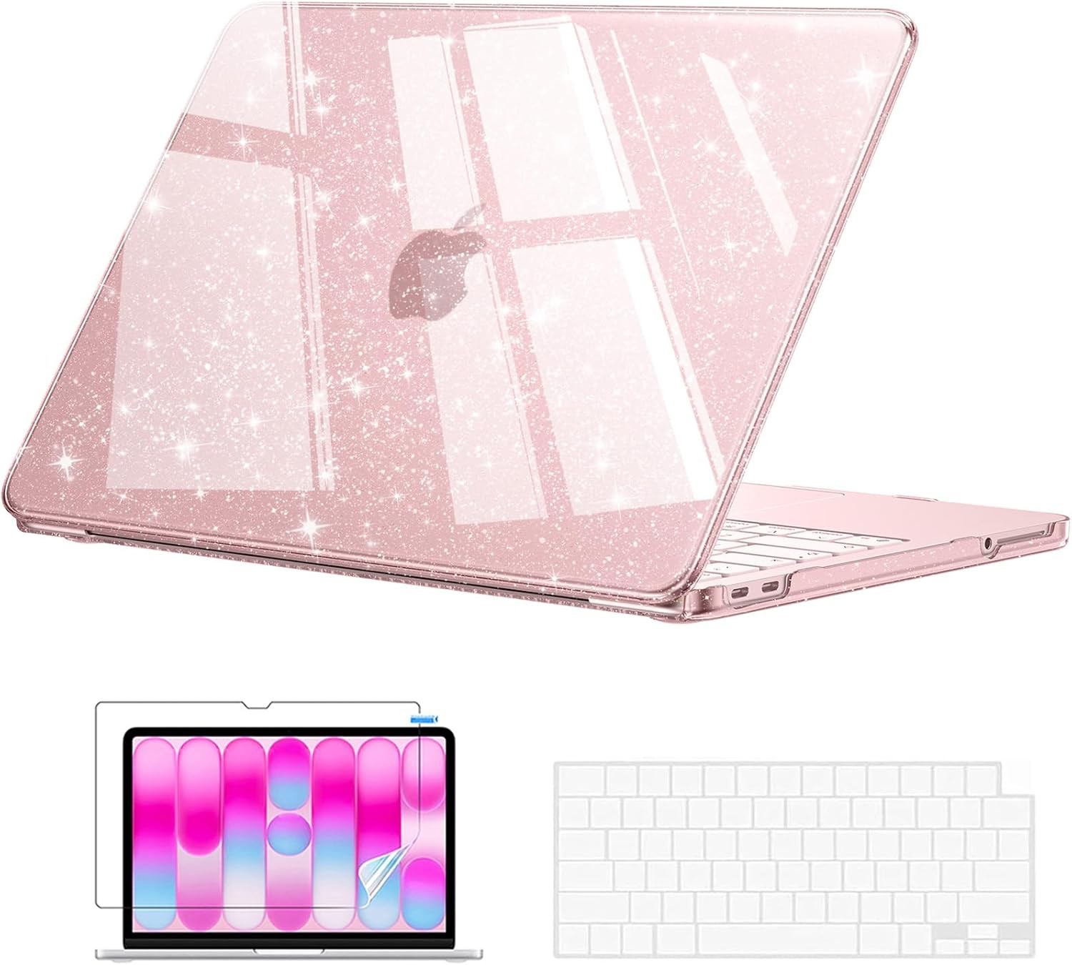 MacBook Neo Case 13 inch 2026, 100% Match Color, Sparkly Blush Design