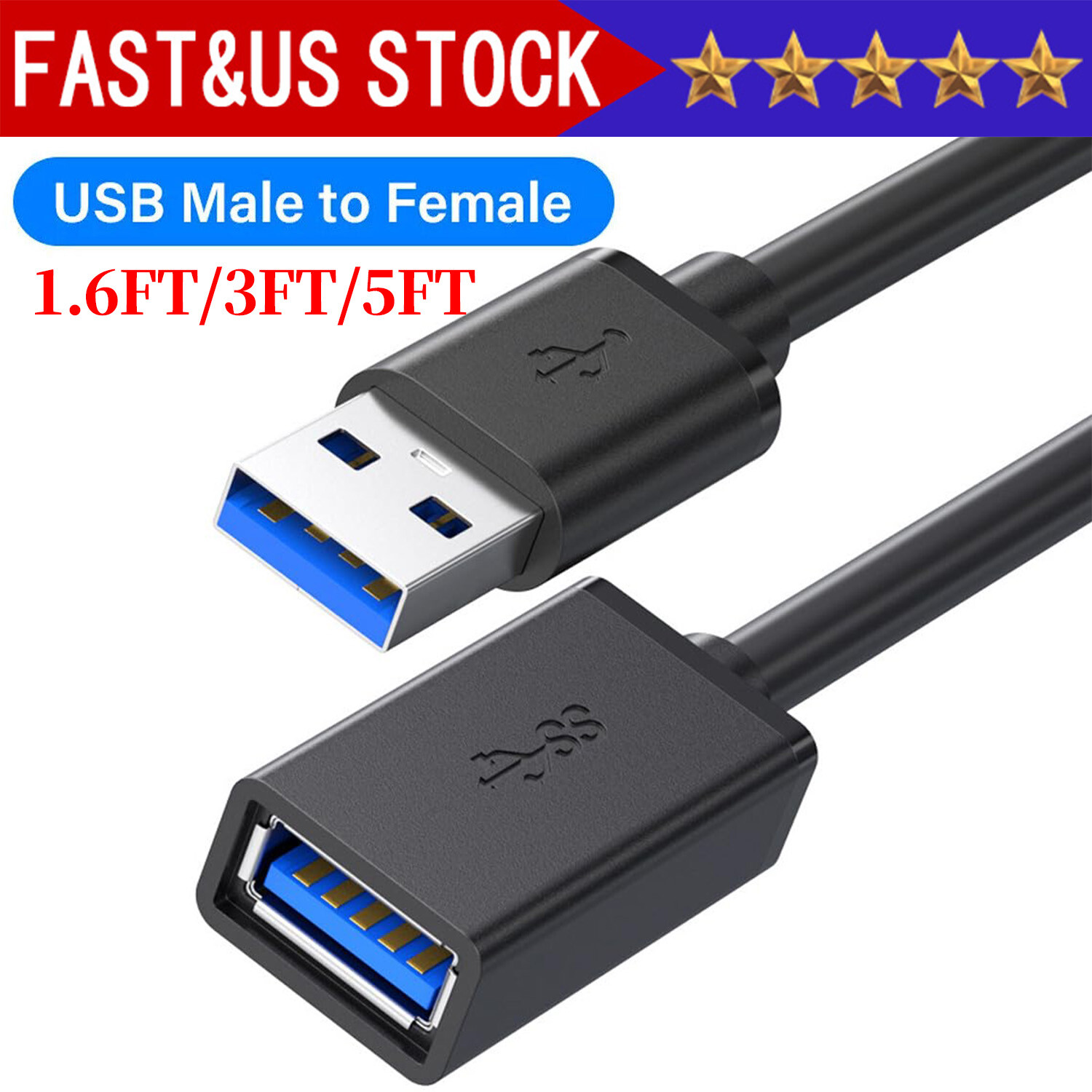 USB3.0 Extension Cable High Speed Extender Cord Adapter TypeA Male to Female LOT
