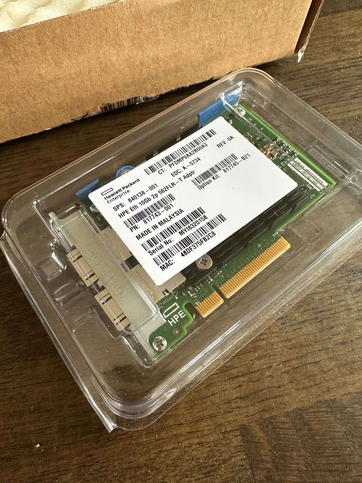 HPE 562FLR-T 10Gb Dual Port RJ45 Network Adapter 817743-001 FlexibleLOM