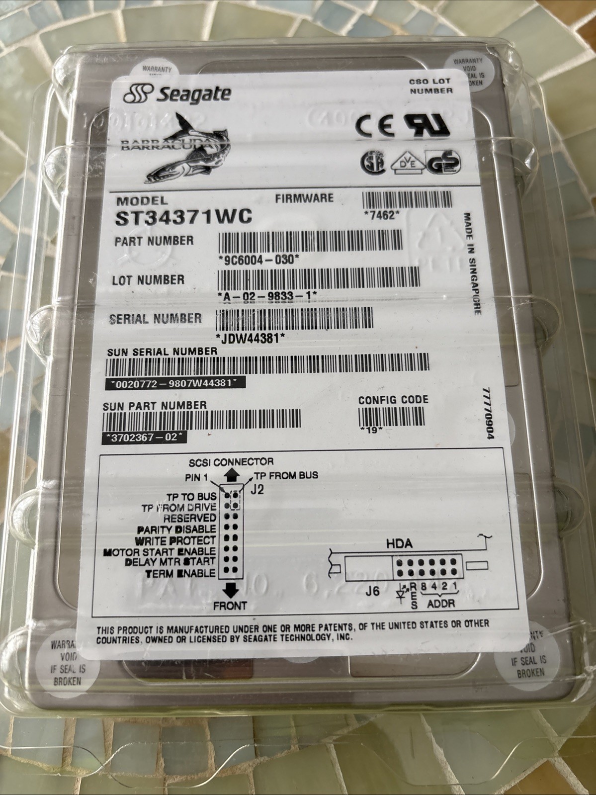 Seagate Barracuda Hard Drive Model ST34371WC