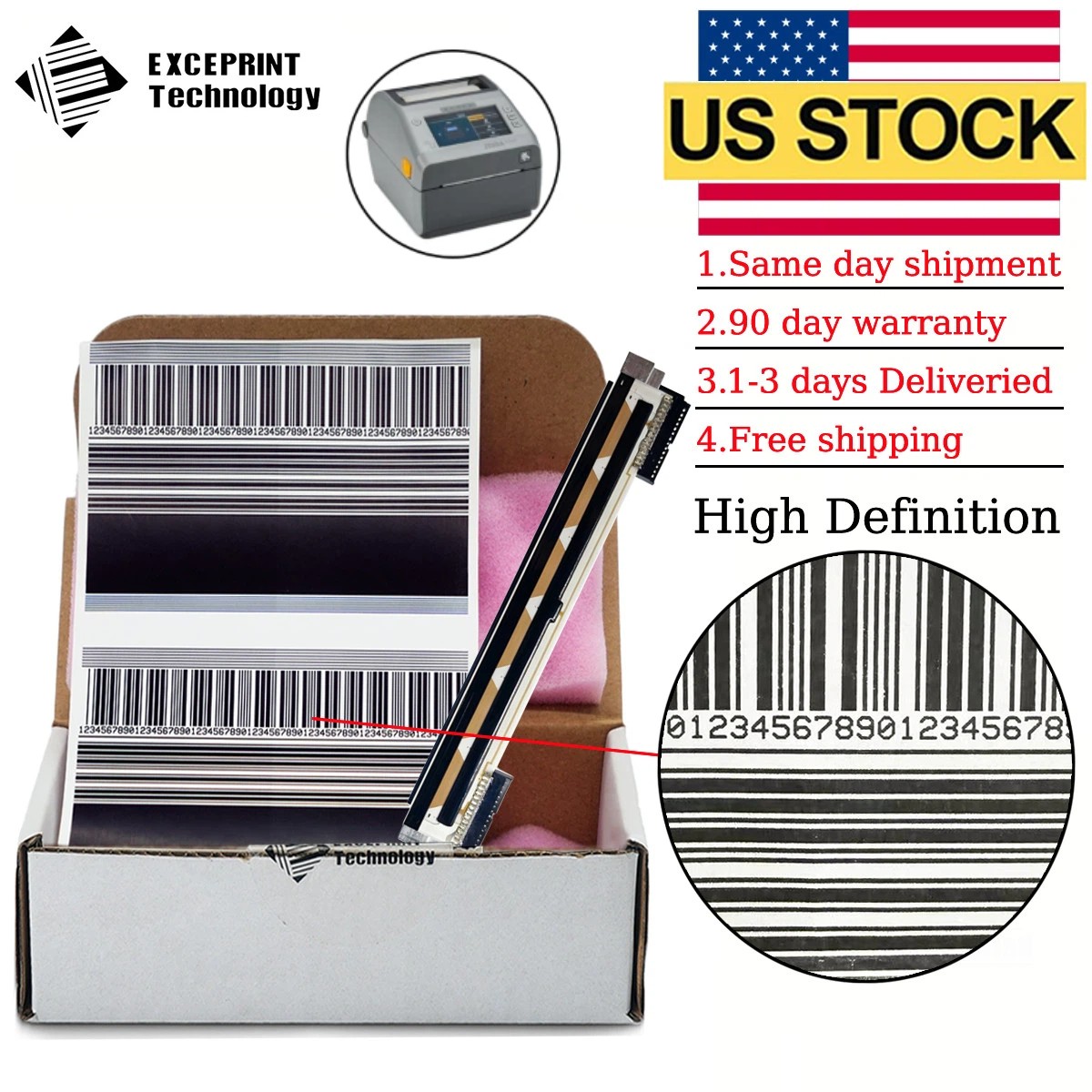 ✅ Printhead for Zebra ZD621D 203dpi Thermal Printer P1112640-050 ✅