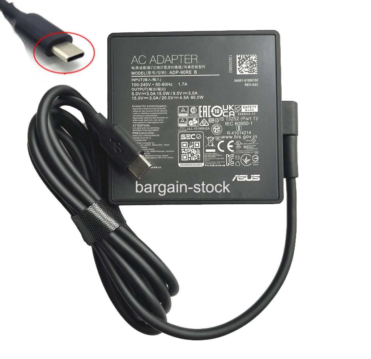 20V 4.5A 90W USB-C AC Adapter Charger For Asus Zenbook A14 OLED UX3407RA Type-c