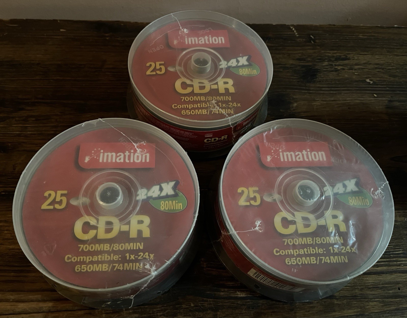 Imation Blank CD-R Lot Of 3 25 Disc Spindles 700MB 80 Minute - 75 Discs Total