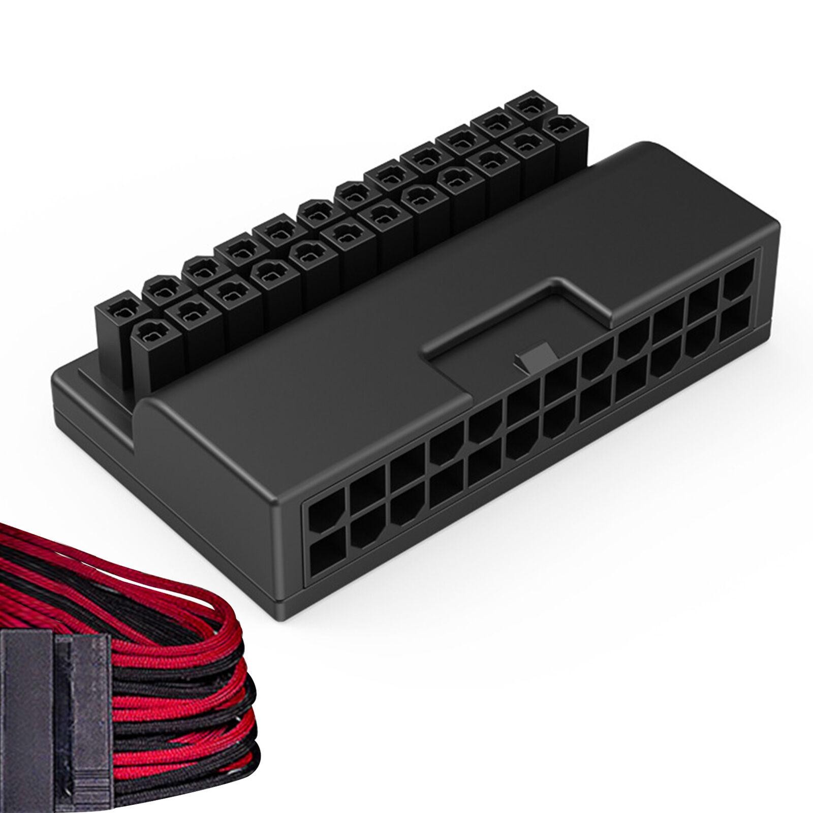 Female ATX 24Pin To 24Pin Male 90 Degree Power Adapter Motherboard Connector DIY