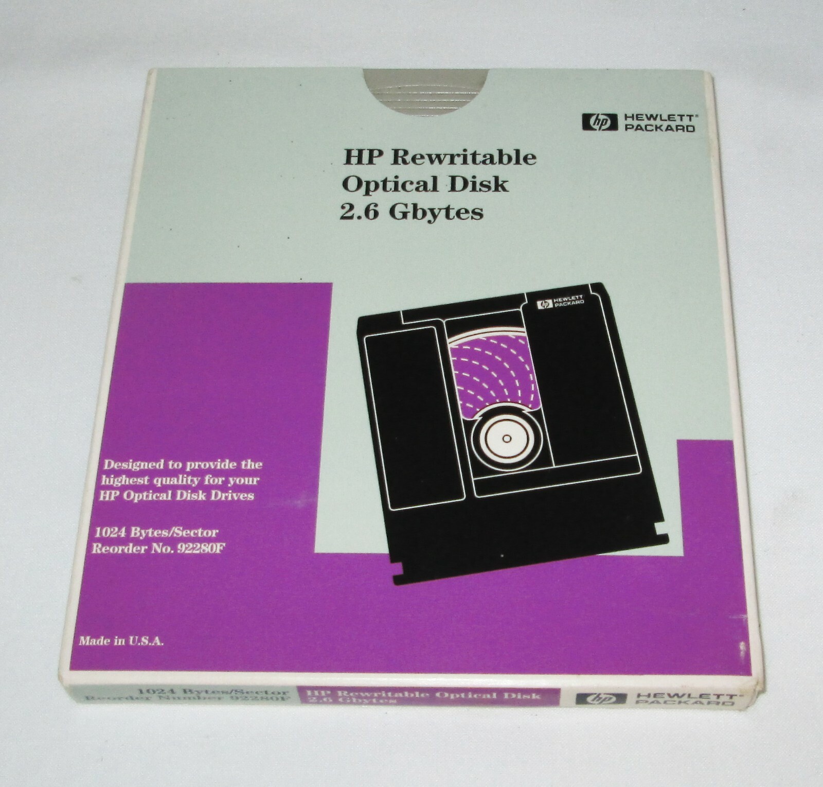 H.P. HP 1024 Rewritable 2.6 Gbytes Optical Disk - 92280F - 