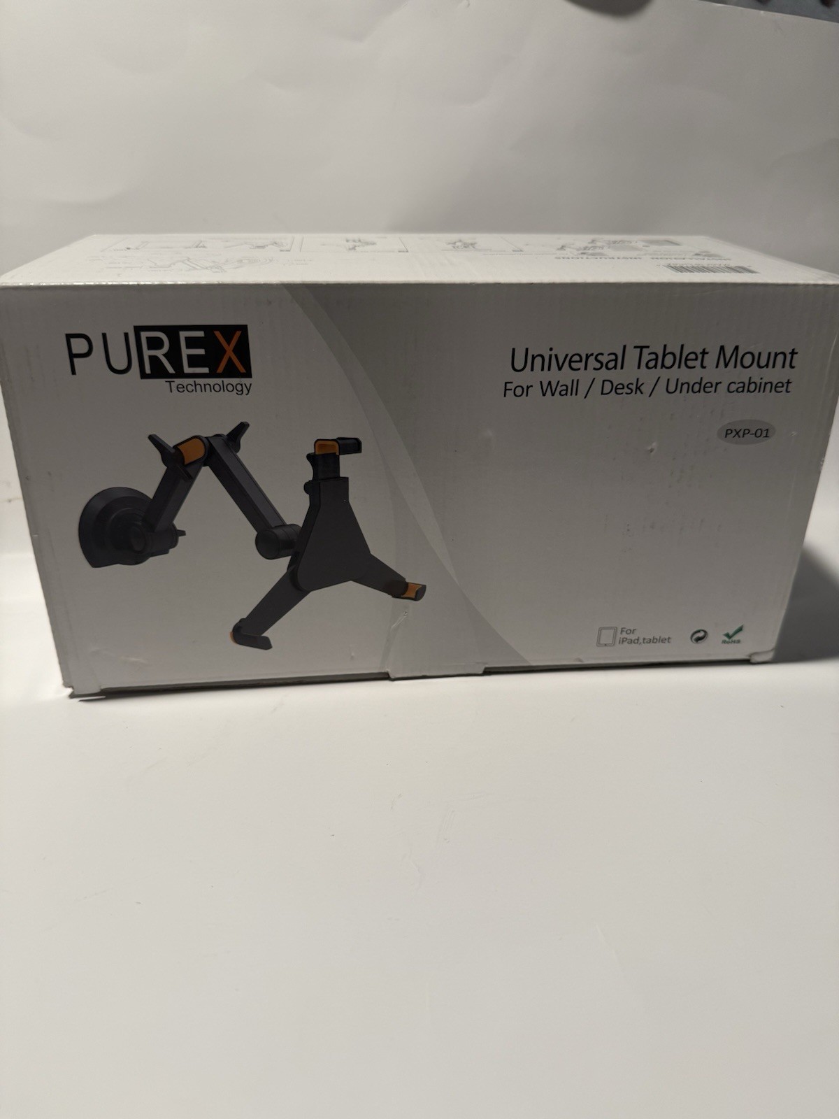 Purex Technology Universal Tablet Mount Wall/Desk/Under Cabinet, Black, 360°