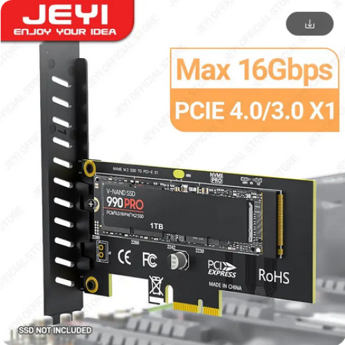 JEYI M.2 NVME SSD to PCIe 4.0/3.0 PCIE x1 Adapter Card for Desktop PC New