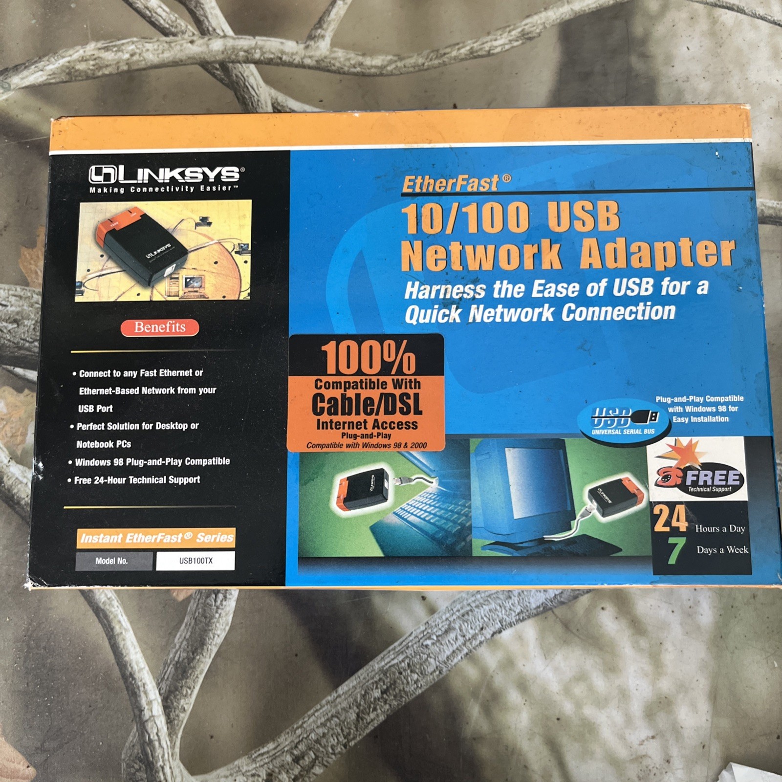 Linksys USB100TX EtherFast 10/100 USB Ethernet Network Adapter NEW Open Box