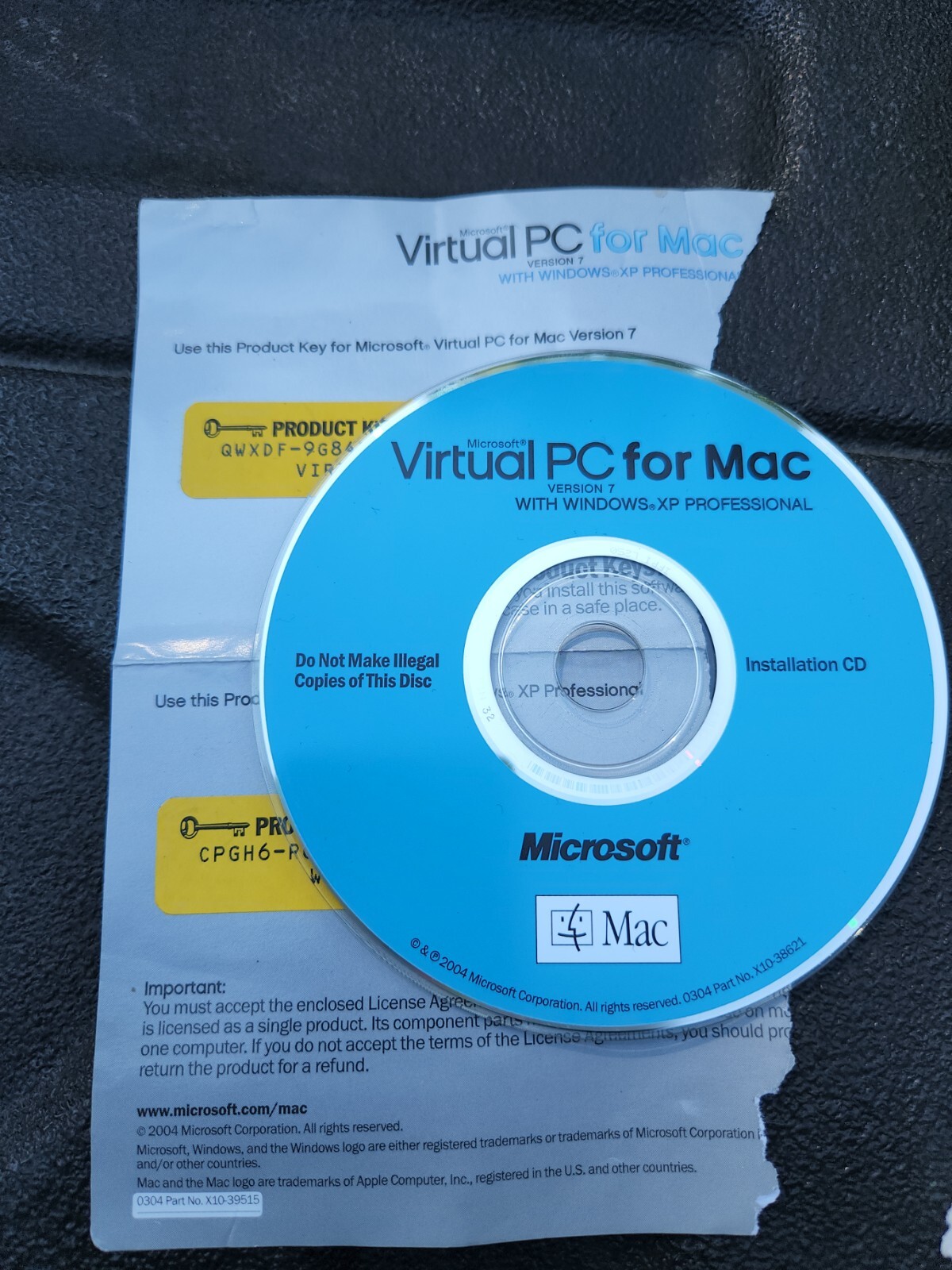 SOFTWARE Microsoft Virtual PC for Mac 7.0 with Windows XP Professional Ver. 7 16