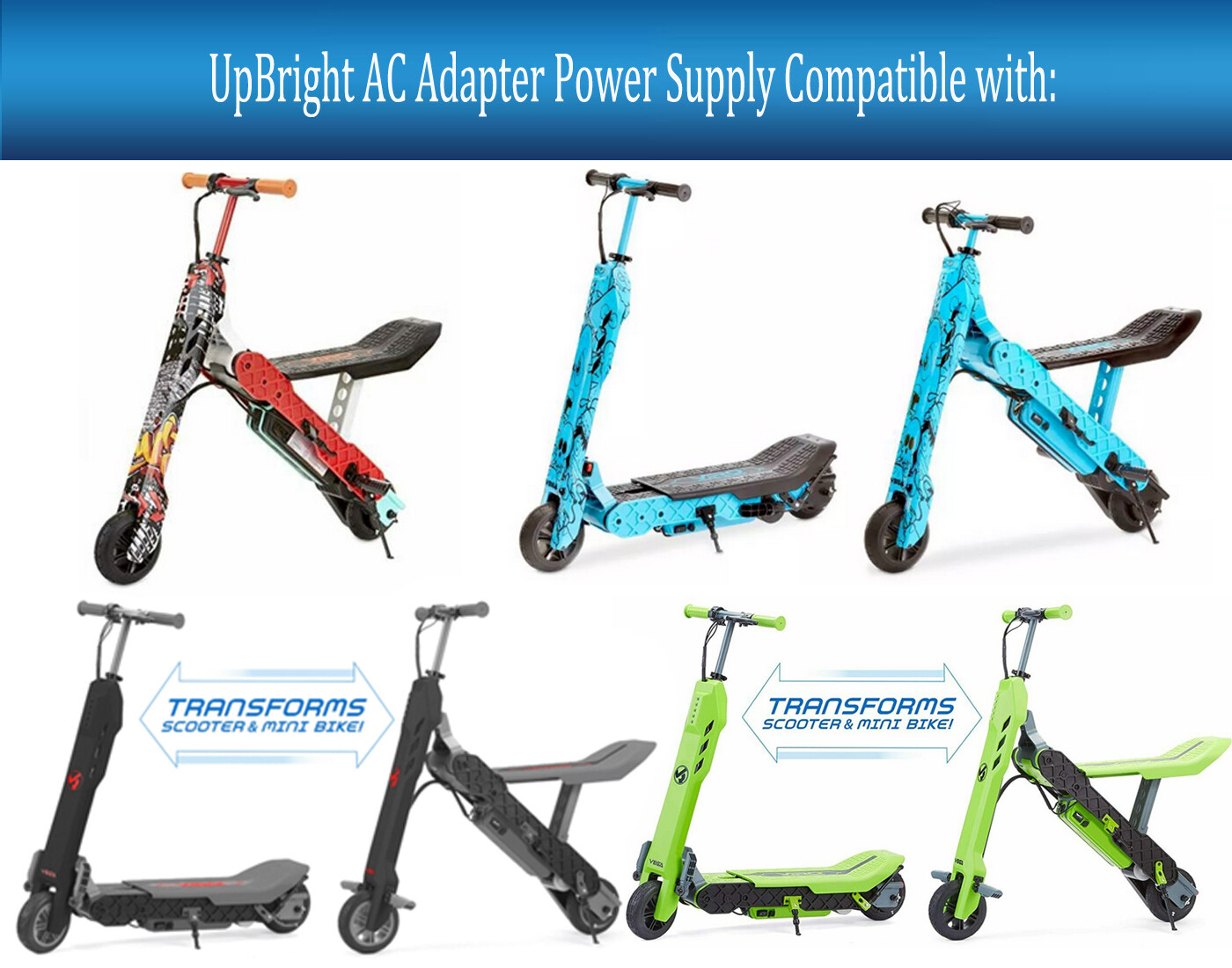 12V or 24V AC Adapter For VR Viro Vega Transforming Electric Scooter Mini Bike