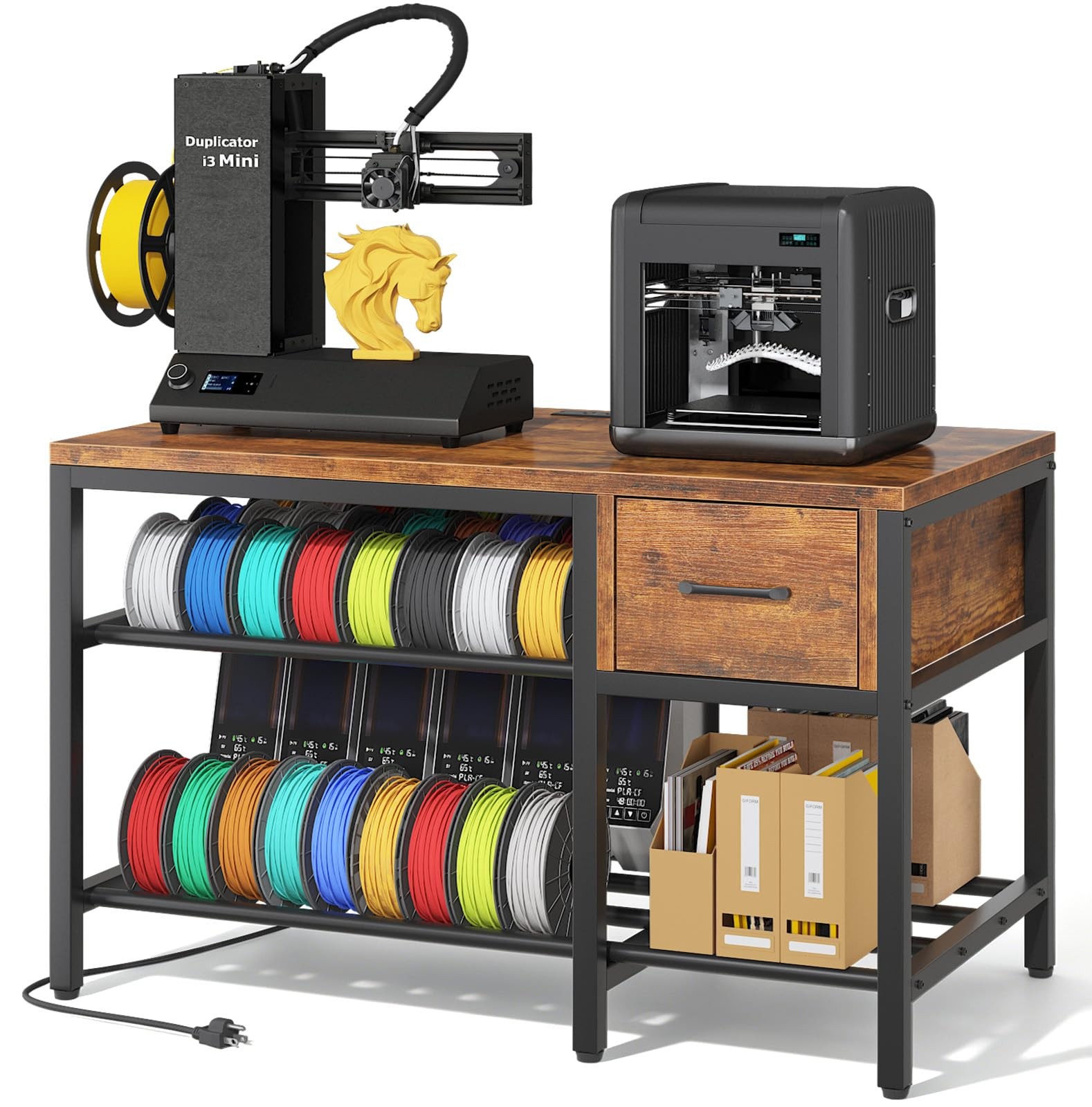 Anrigeail 3D Printer Stand with Filament Storage – Heavy Duty Metal 3D Printe...