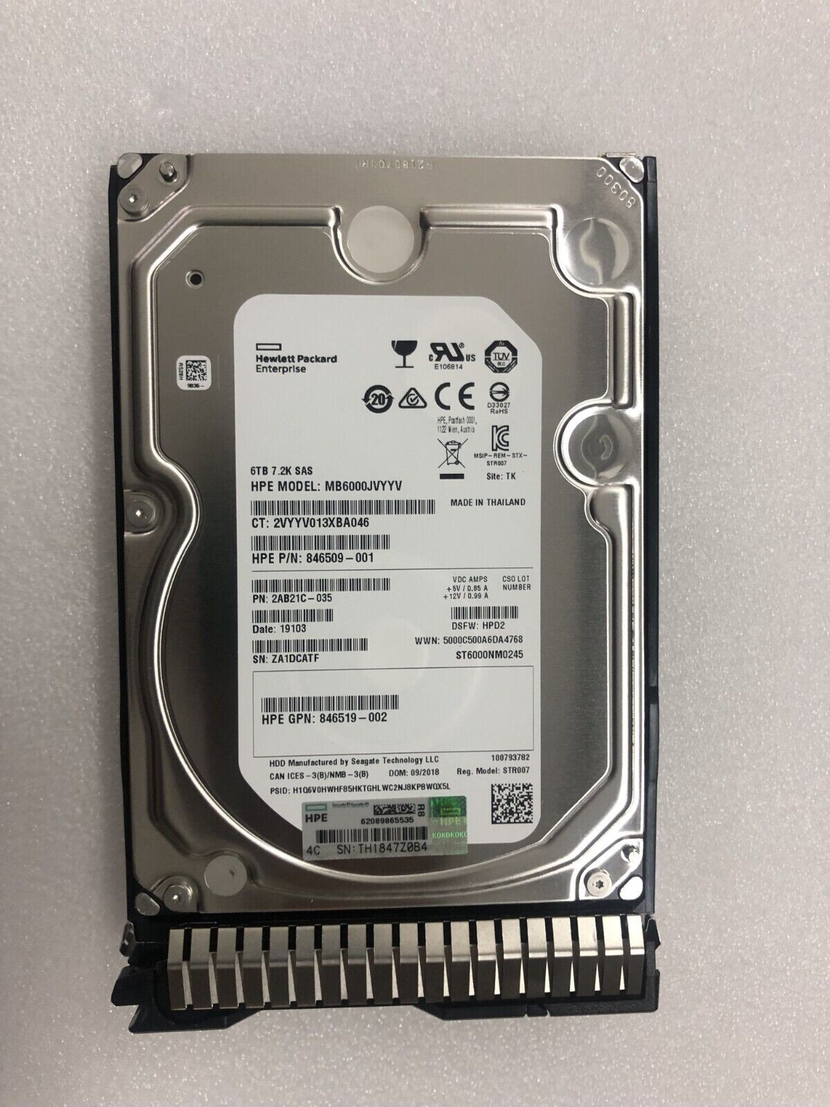 FOR HPE 861754-B21 862140-001 3.5" 6TB SAS 12G 7.2K Gen9 Gen10 HDD Hard Drive
