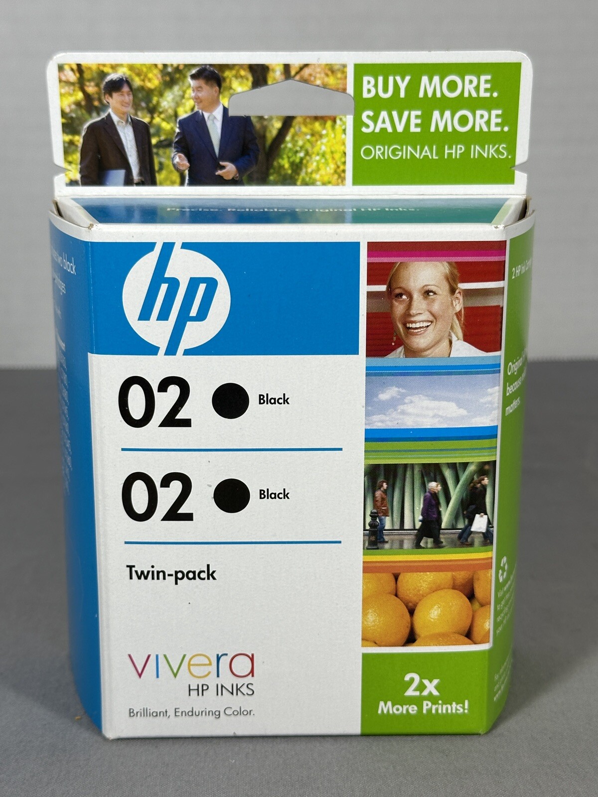 New HP 02 Black Ink Twin Pack Sealed July 2009