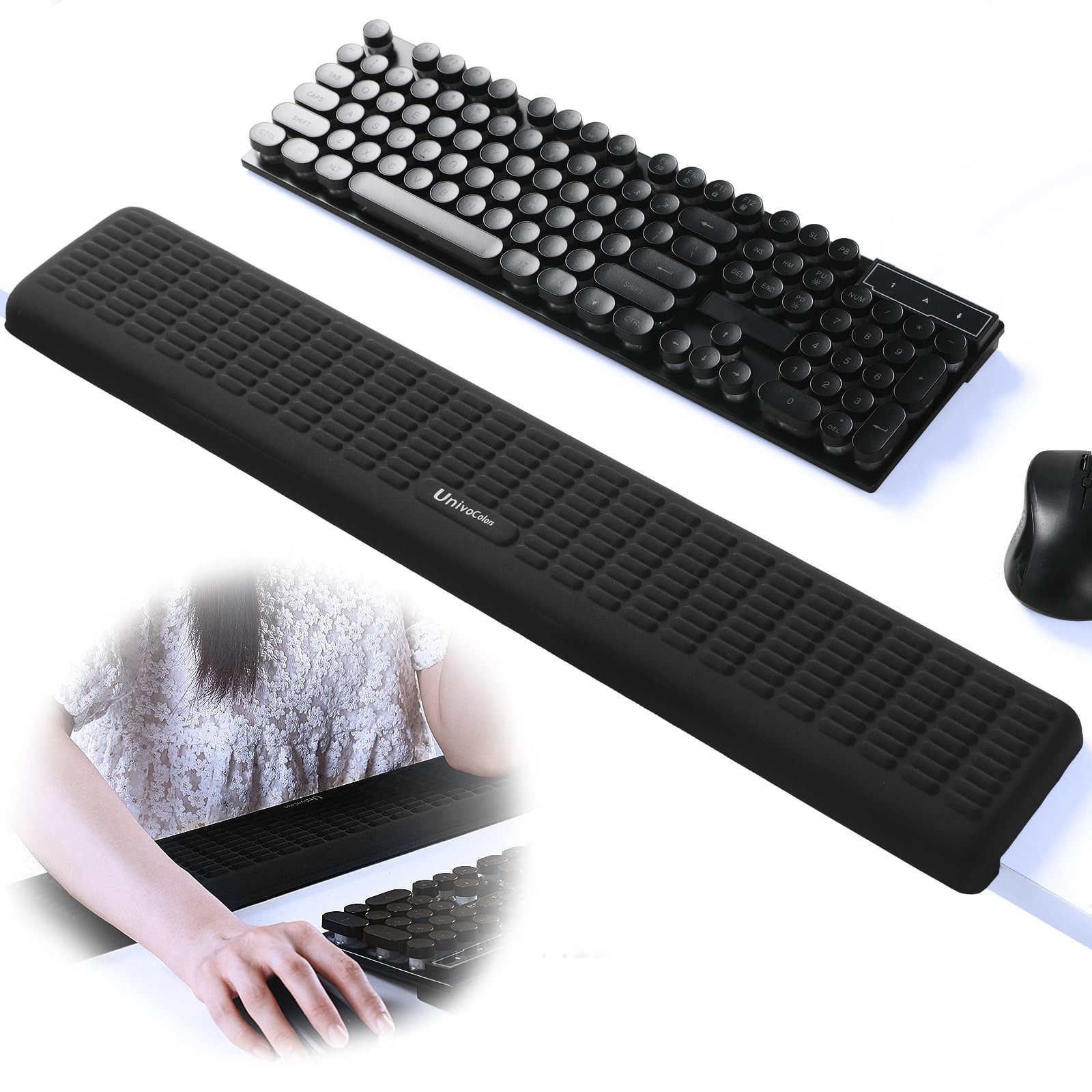 UnivoColors PostureUp LShaped Desk Long Wrist Rest Memory Foam 23.6x3.9 Inch