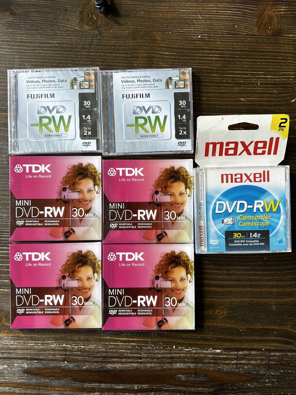 mini dvd-rw disks lot of 8 new fujifilm tdk maxell