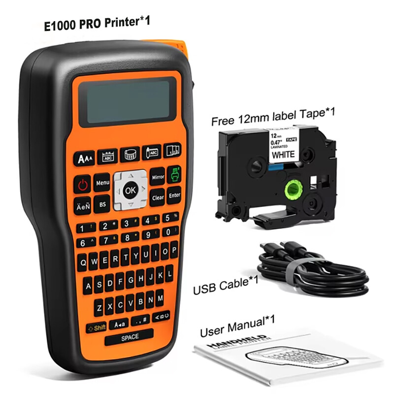Industrial Label Maker E1000 PRO Printer for Brother P-Touch TZe-231 12mm Tape
