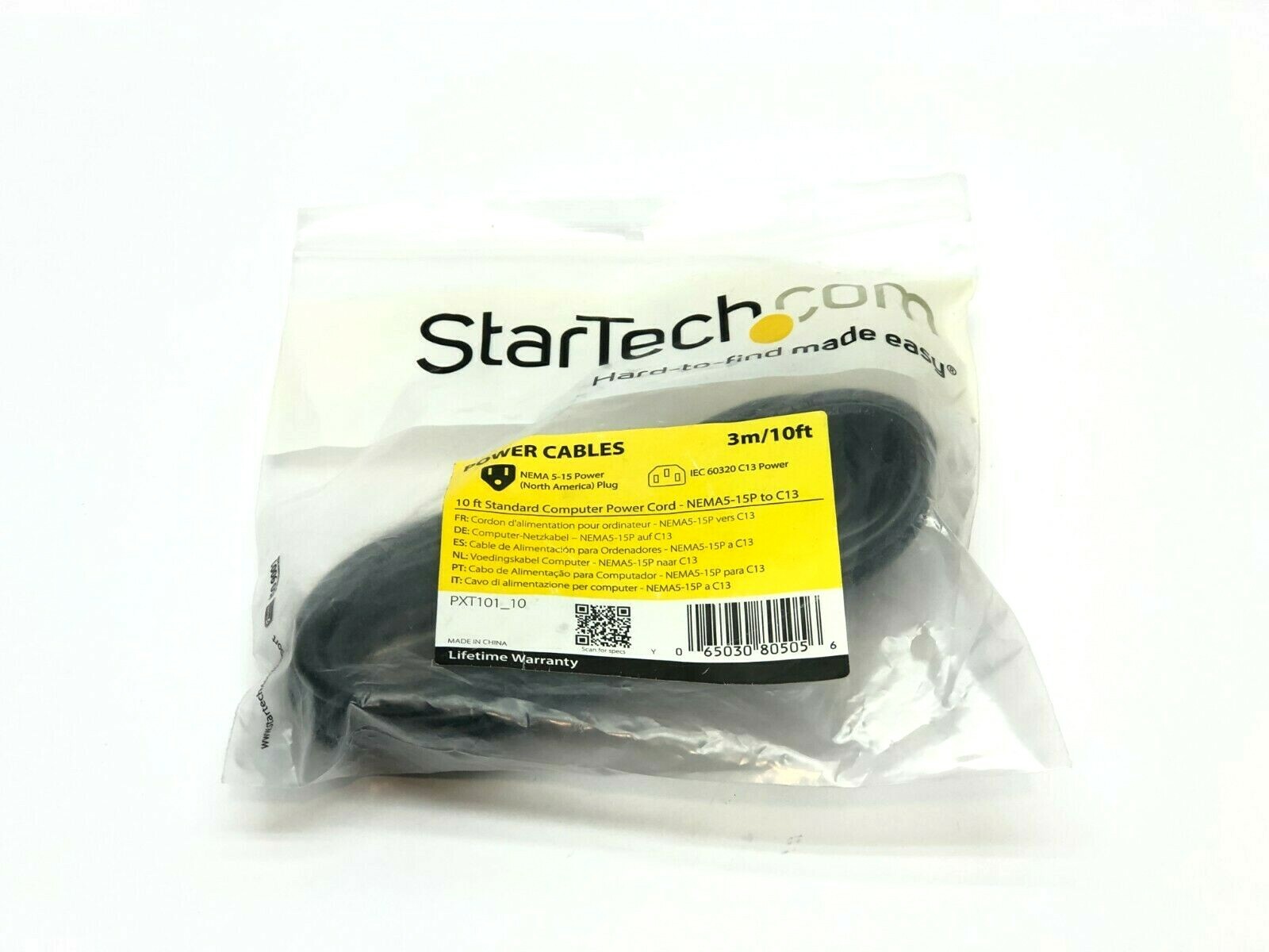 StarTech PXT101_10 Standard Power Cord 10ft