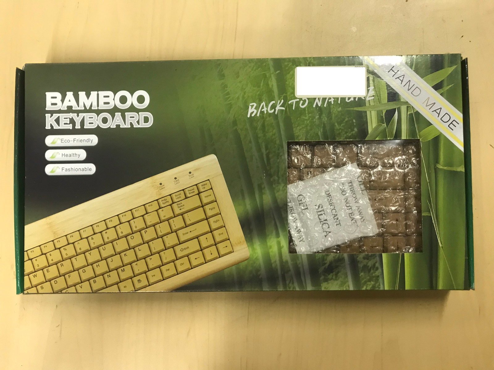 New NIB Handmade Bamboo USB Keyboard