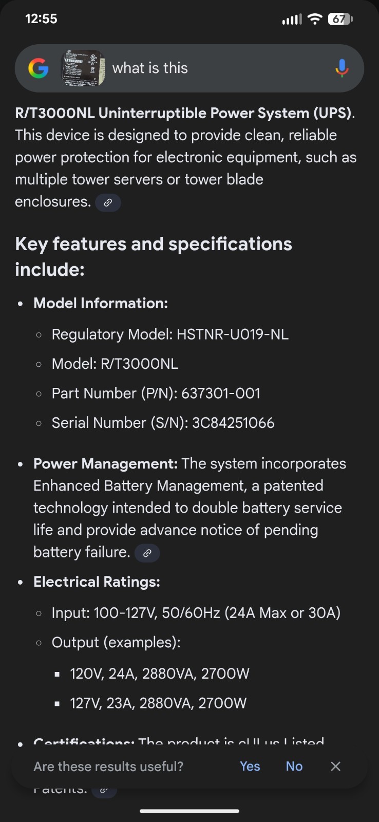 HP RT 3000 NL Uninterruptible Power Supply