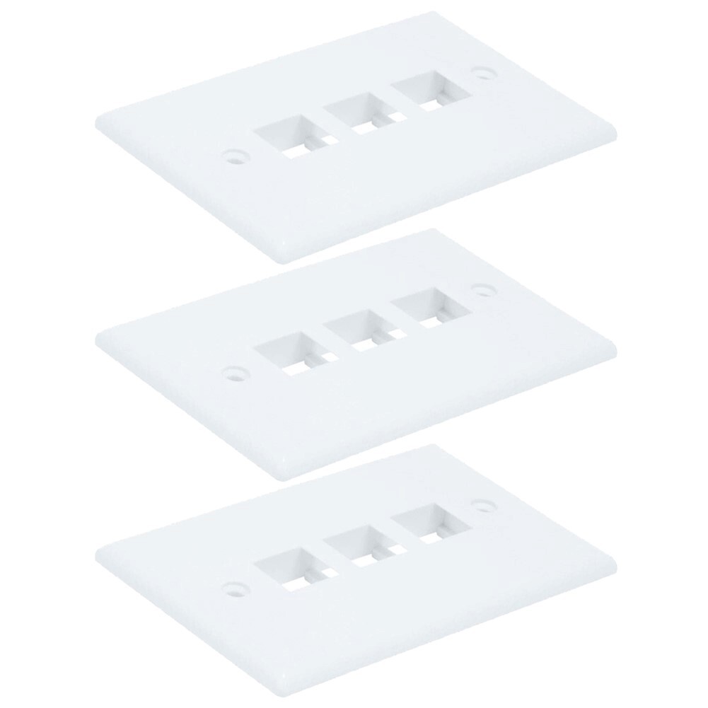 3x Single Gang 3 Port Hole Wall Plate Faceplate For Keystone Jack Insert White
