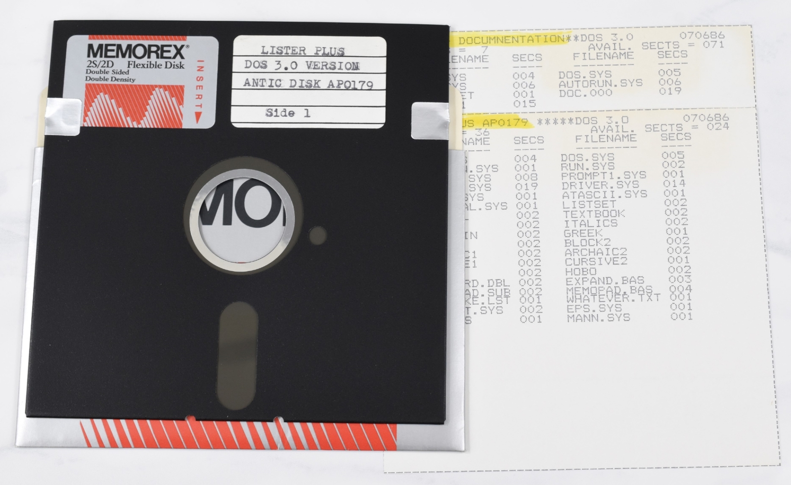 Vtg Memorex Computer Floppy Disk-Collectible, Untested (Atari, DOS 3.0, Lister)