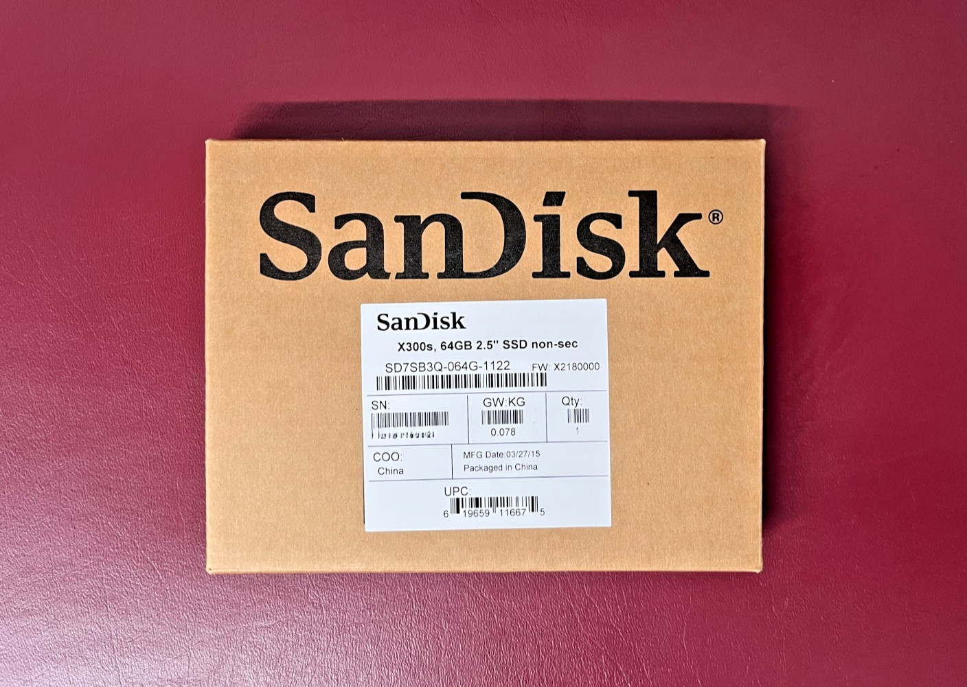 SanDisk 64GB SATA III, SSDX300s Solid State Drive, SD7SB3Q-064G-1122. New in Box