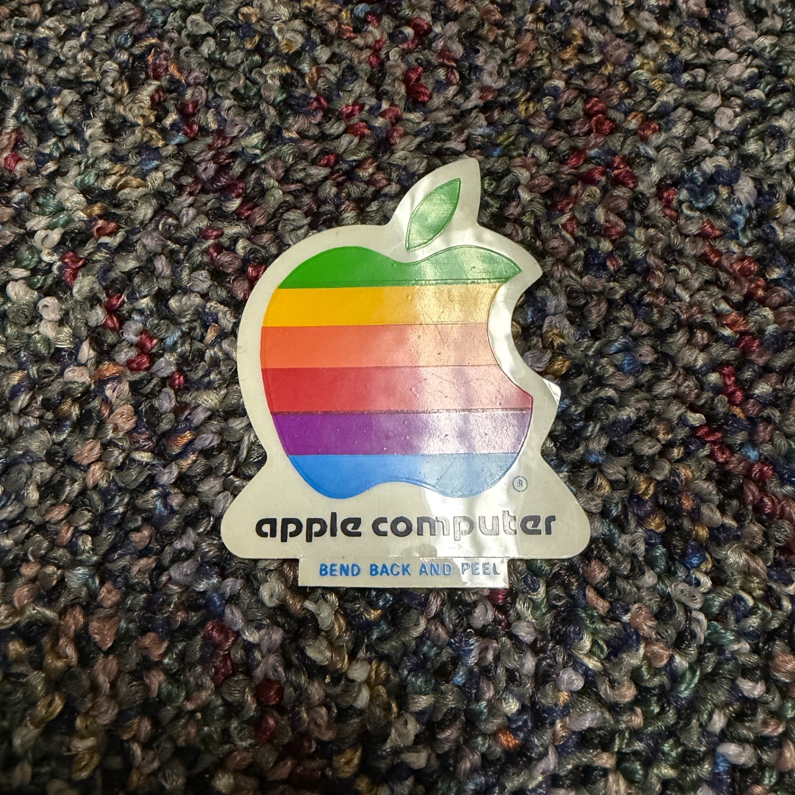 Vintage 80s Small Apple Macintosh Computer Decal Sticker Rainbow Mac