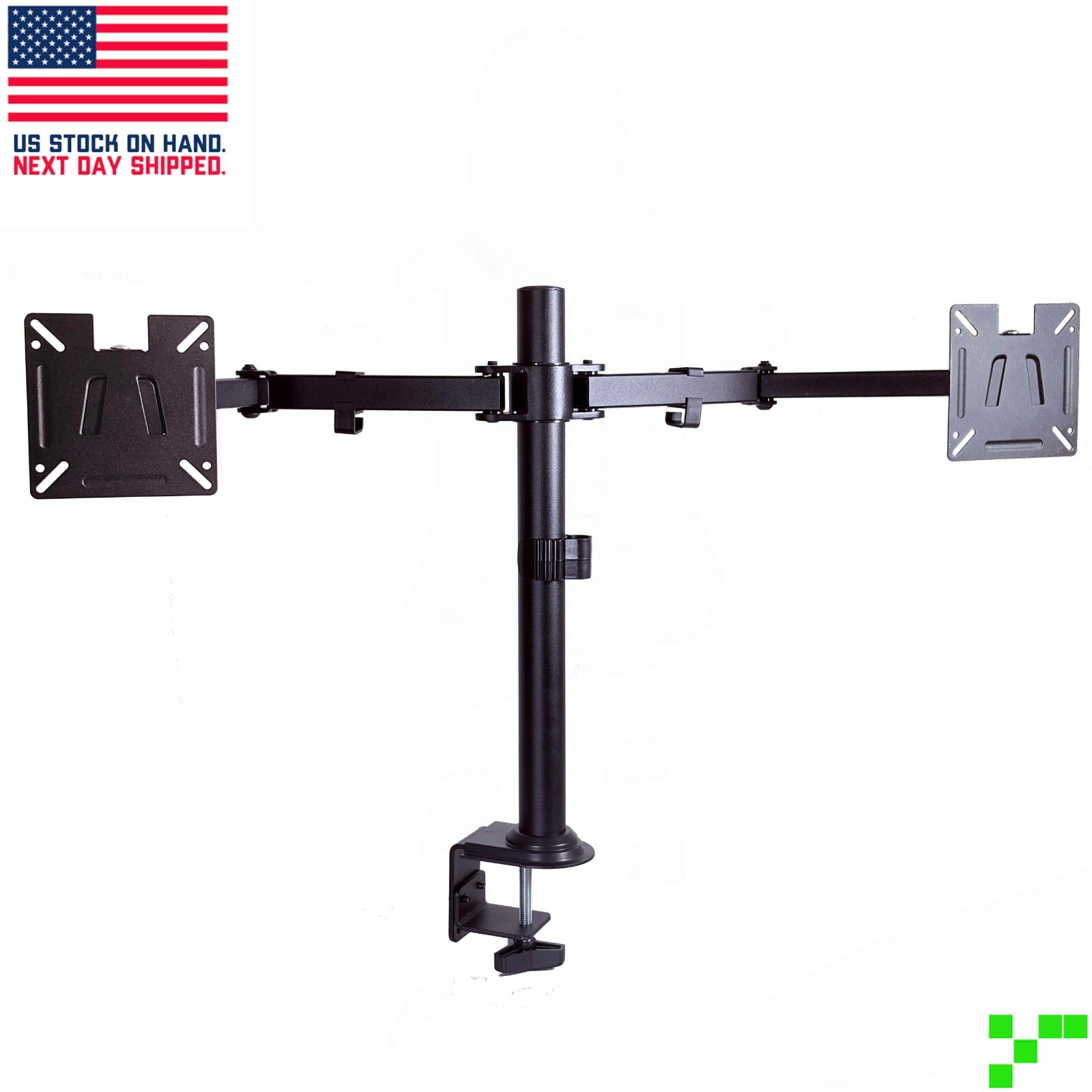 Dual-Monitor VESA Desk Mount Adjustable Arm 17-27" Screens Heavy Duty Bracket