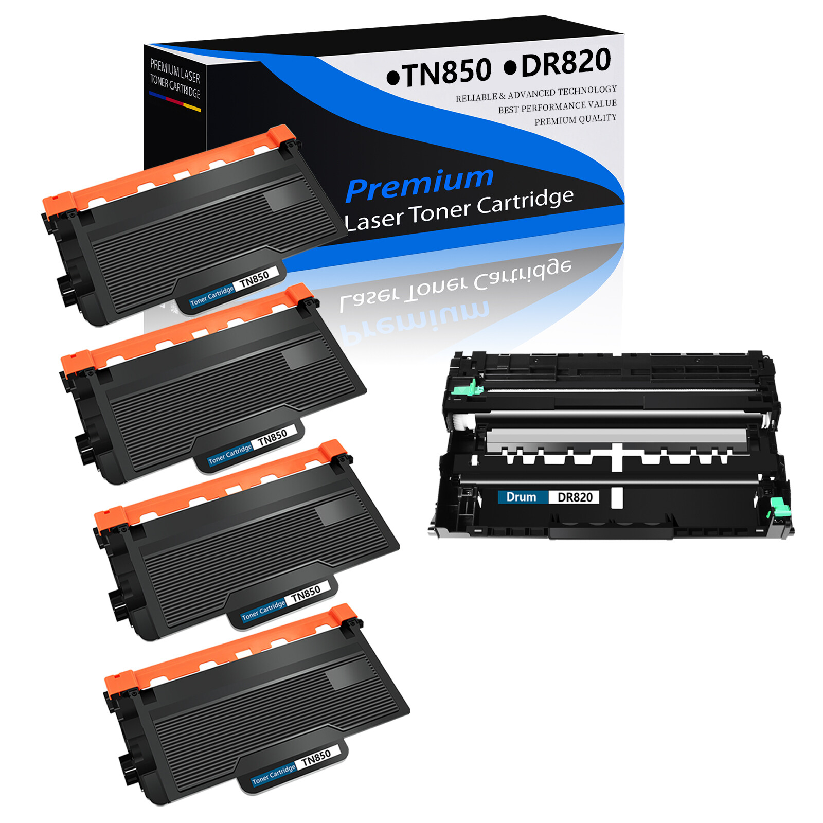 4PK TN850 Toner +1PK DR820 Drum Unit for Brother HL-L6200DW DCP-L5600DN L5650DN