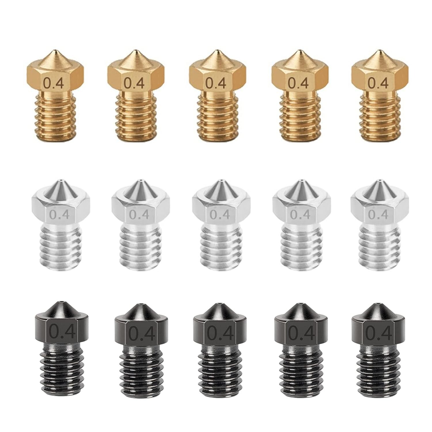15PCS 3D Printer V6 Nozzles 3D Printer Parts 5PCS Hardened Steel + 5PCS Stain...