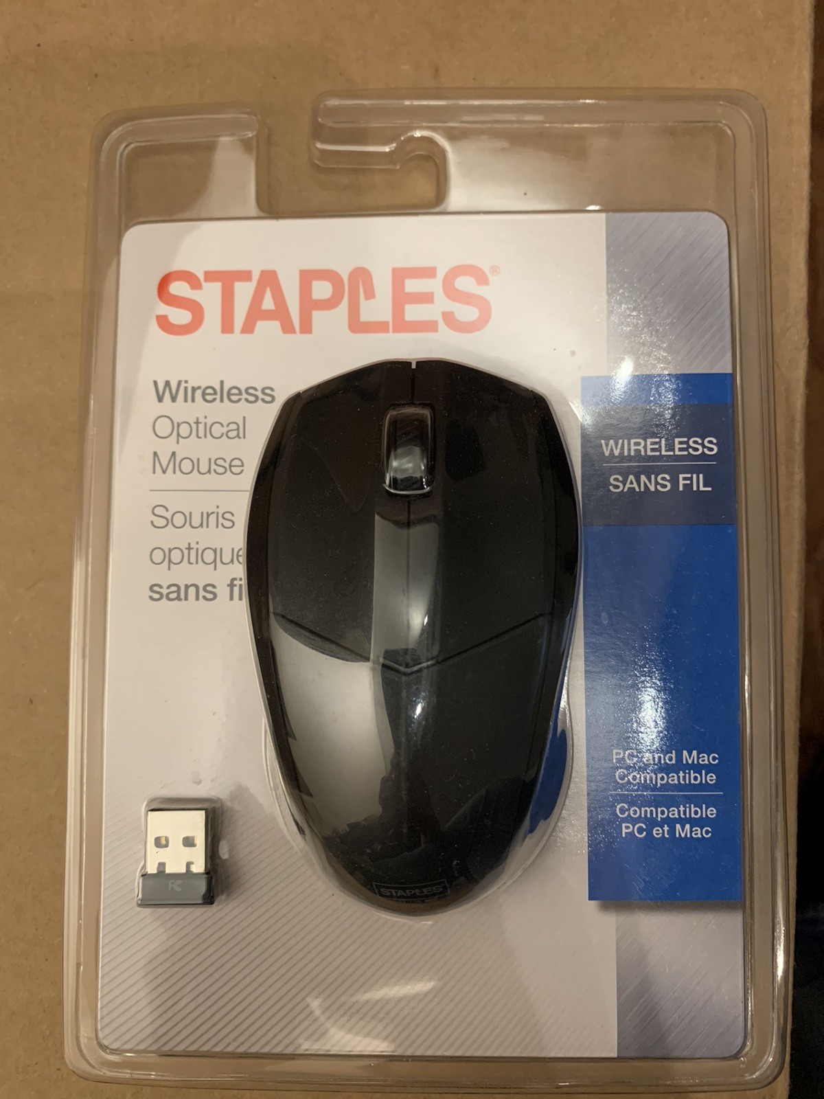 NEW Staples Wireless Optical Mouse PC Mac Compatible Nano USB receiver BLACK