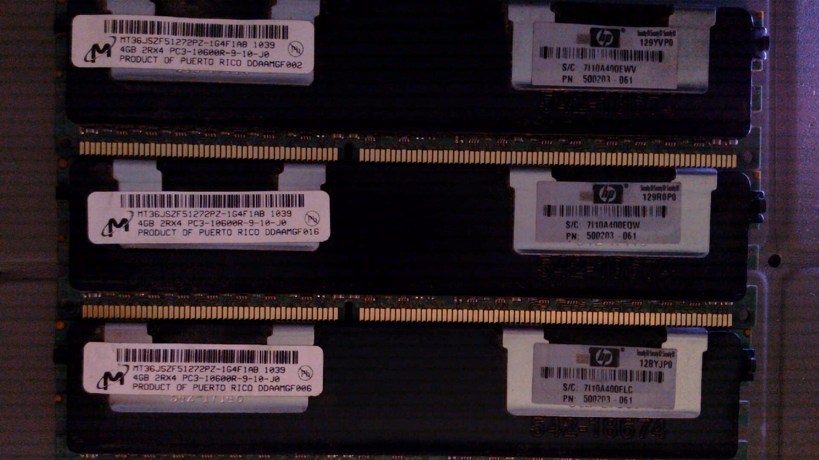 HP 4GB 2Rx4 PC3-10600R DDR3 ECC Server Memory 500203-061