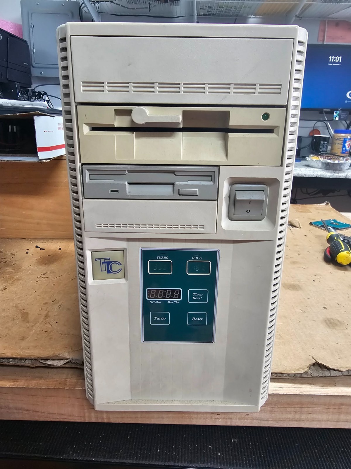 Very Rare Retro Vintage Clean TTC Baby AT PC Case w/Display & Dual Floppy Drives