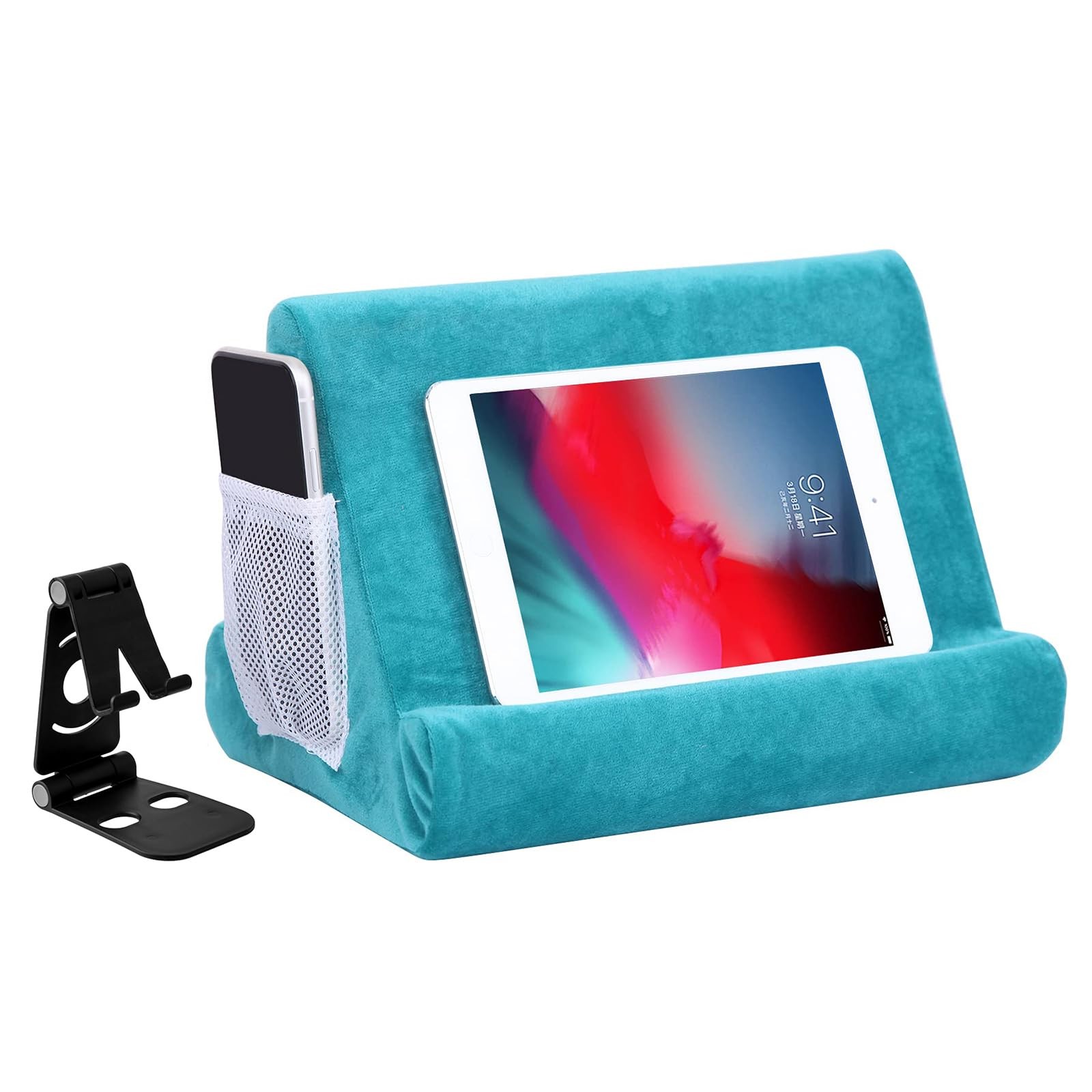 2pcs Multi-Angle Tablet Holder Cushion Stand with Net Pocket & Black Color Ph...