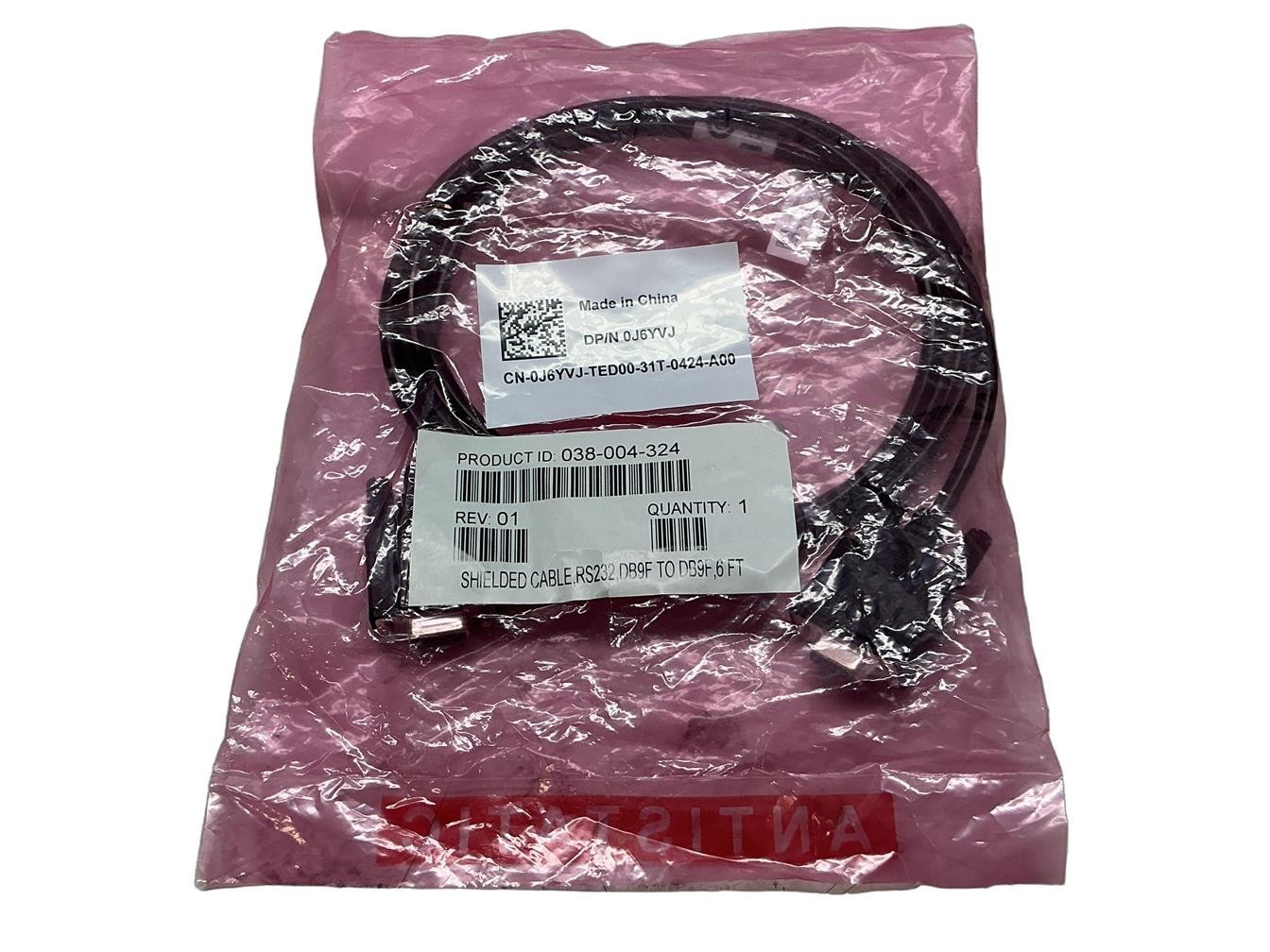 J6YVJ NEW Dell Shielded Cable RS232 DB9F to DB9F 6FT 038-004-324 0J6YVJ
