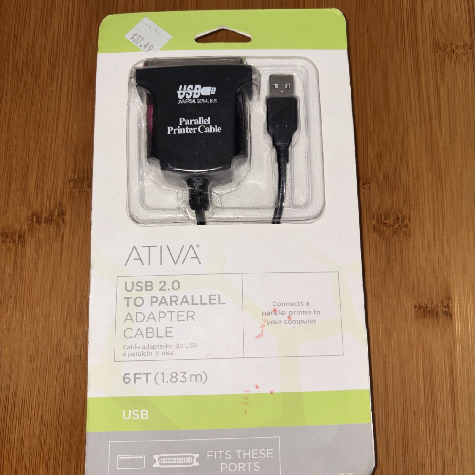 Ativa USB 2.0 to Parallel Printer Cable 6ft Adapter Cable